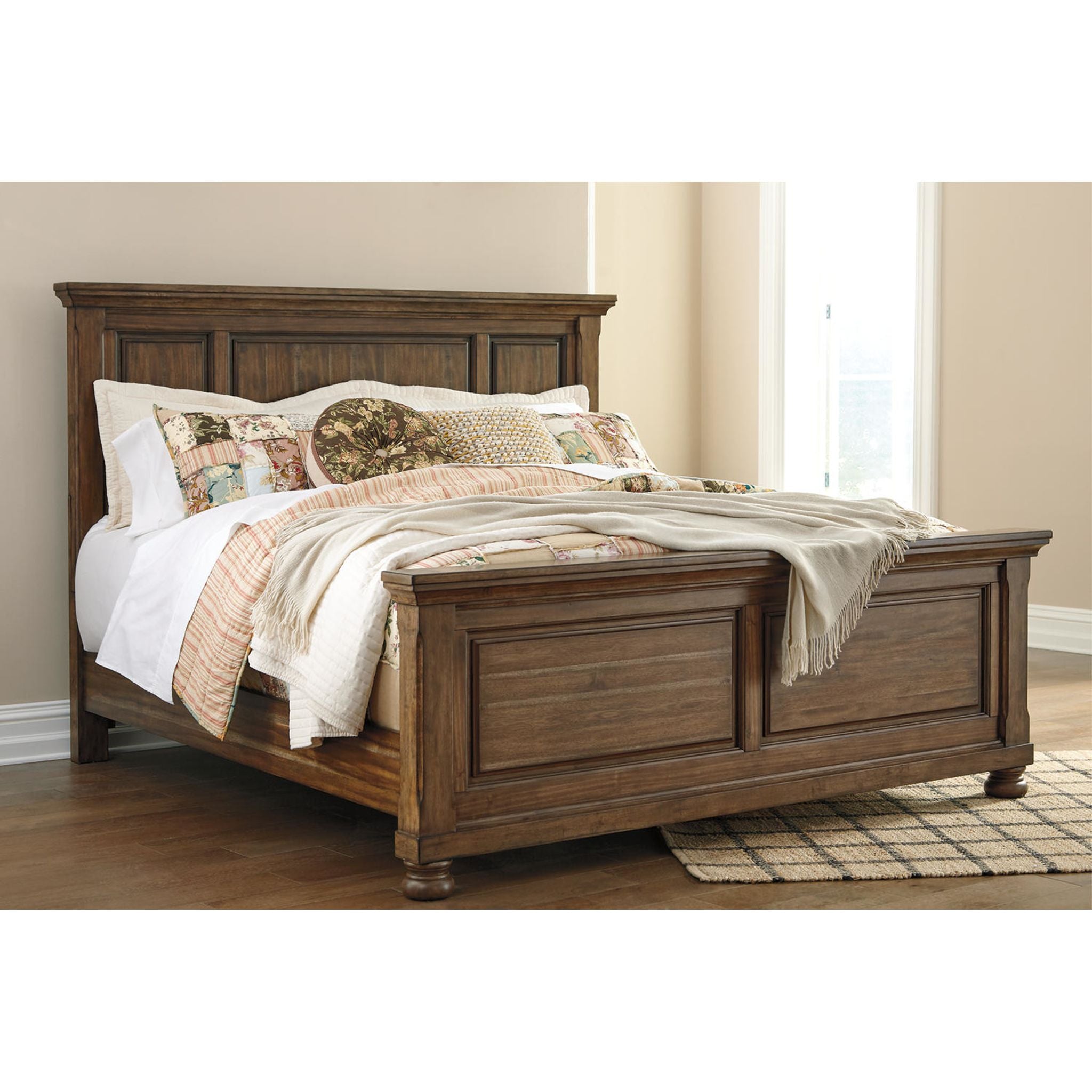 Baymore Queen Panel Bed Frame - Modern Wooden Platform Bed with Headboard & Footboard - Perfect for Bedroom, Guest Room, or Dormitory