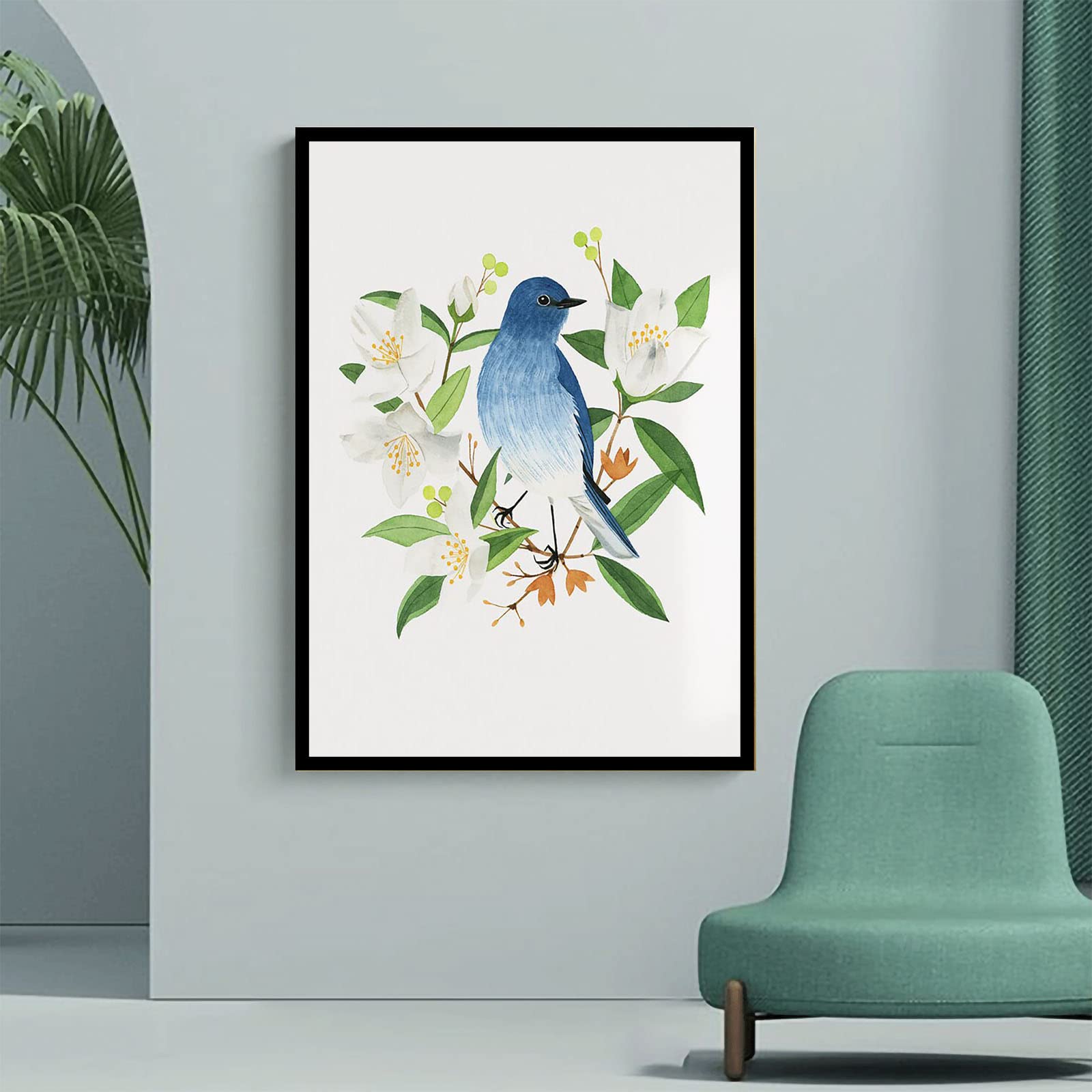 Rustic Canvas Wall Art 12x18 - Bird & Flowers for Living Room, Bedroom, Kitchen Decor
