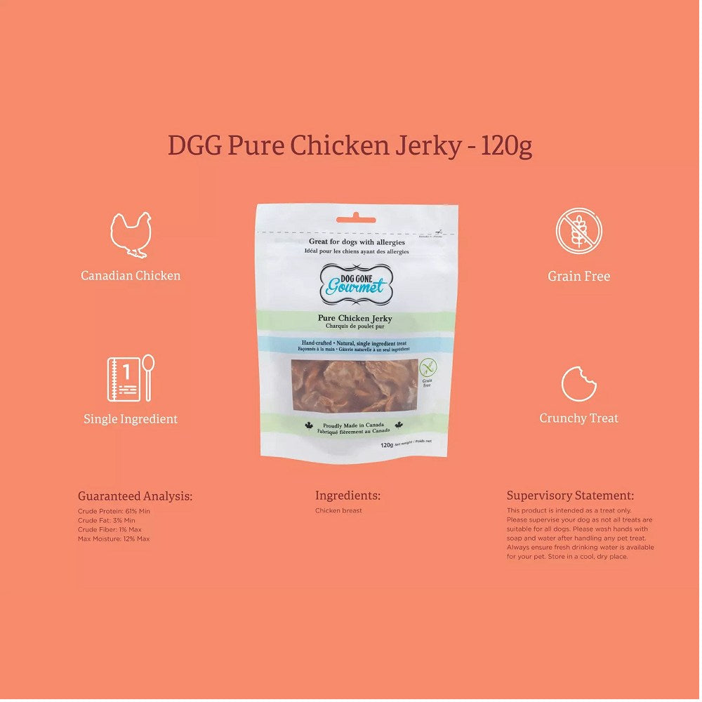 Premium Pure Chicken Jerky Dog Treats - All-Natural, High-Protein Training Snacks for Dogs - Perfect for Rewards, Training & Outdoor Adventures
