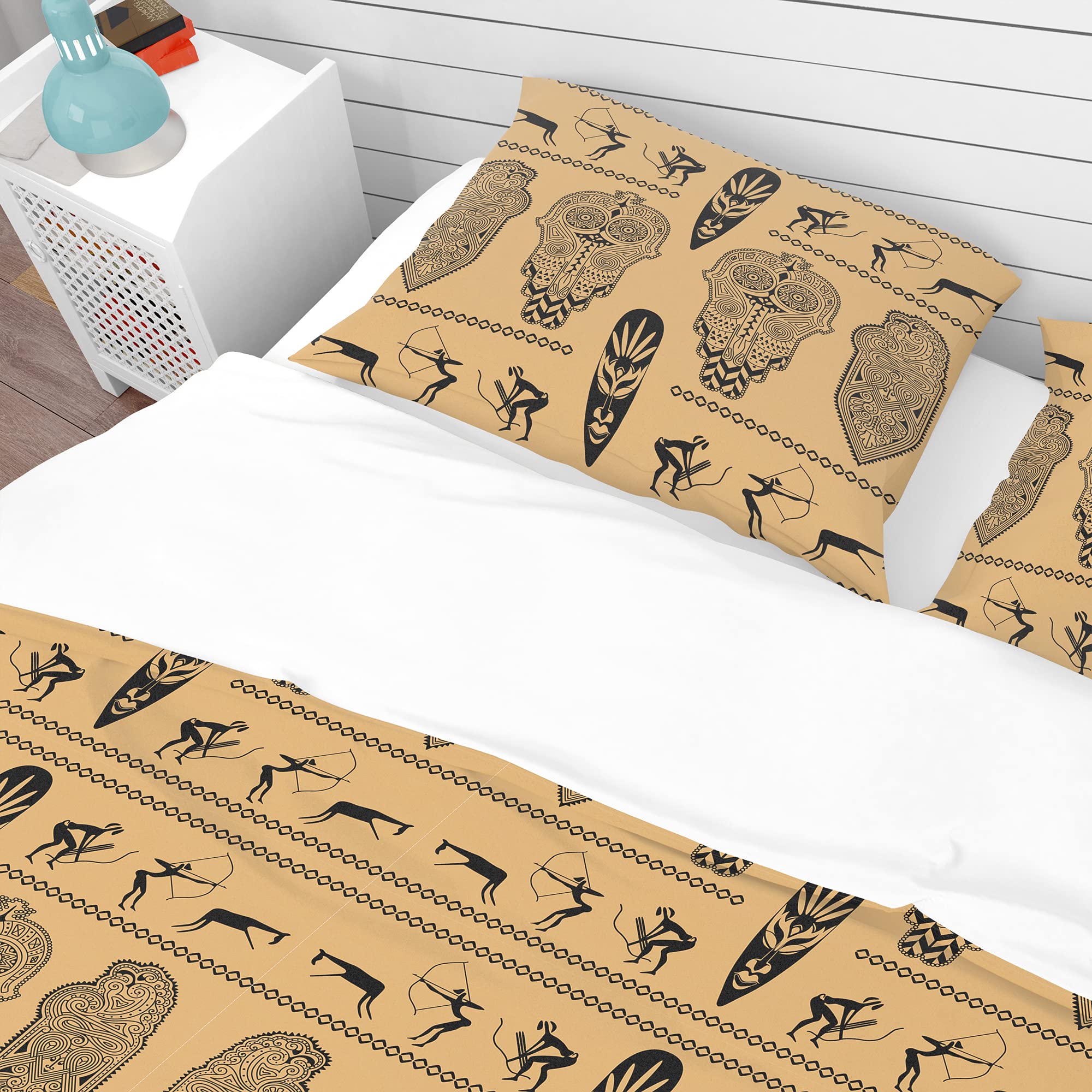 DesignQ African Print Tropical Duvet Cover Set - Queen Size Bedding with Vibrant Tribal Patterns - Perfect for Boho Bedroom Decor, Guest Room Makeovers & Cultural Home Accents