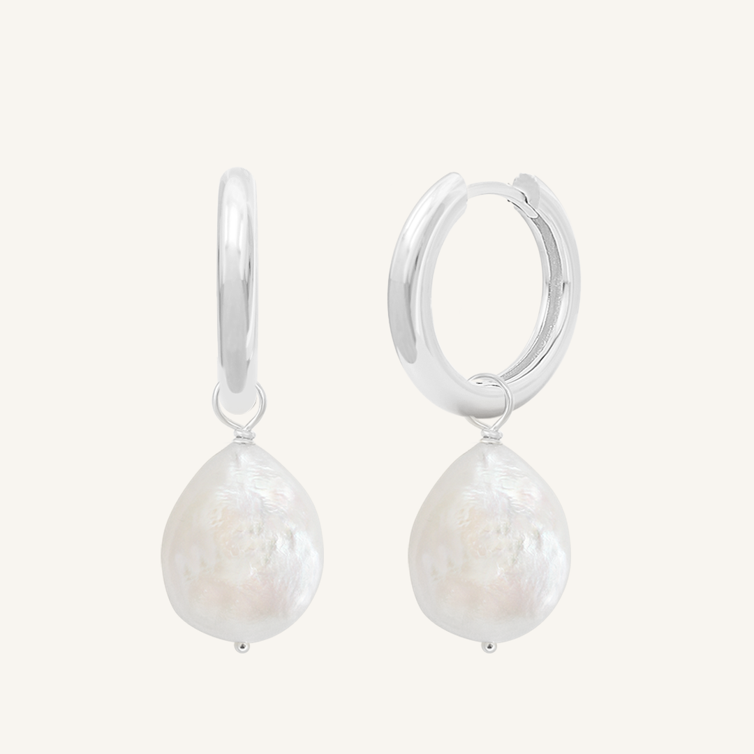 Elegant Capri Pearl Charm Hoop Earrings for Women - Perfect for Weddings, Parties & Everyday Wear