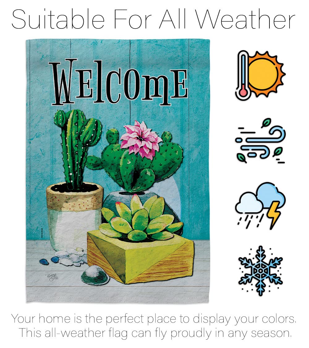 Southwest Cactus Welcome Flag - Double-Sided Desert Decor for Garden & Yard