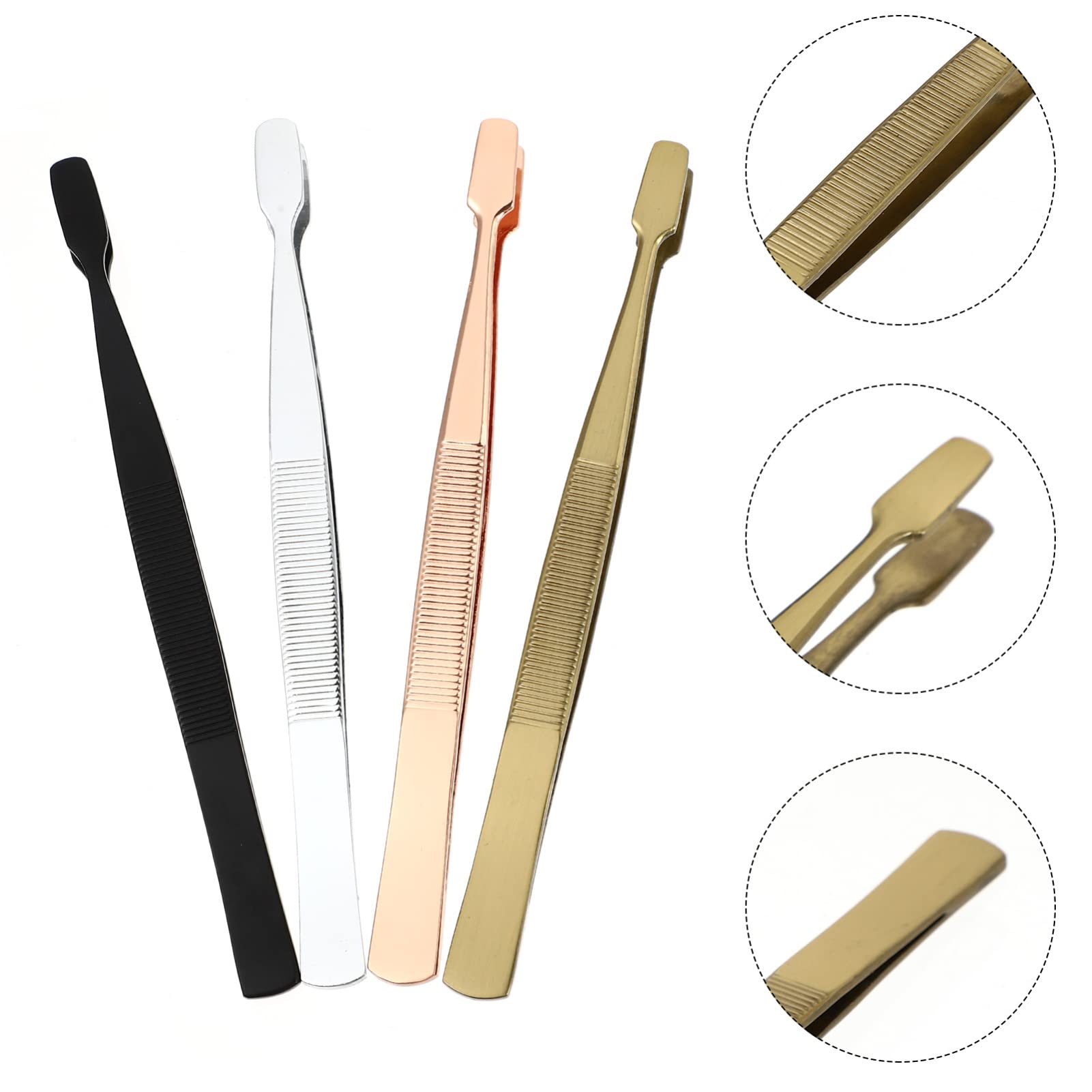 4pcs Stainless Steel Anti-Static Stamp Tweezers - Philatelic Collecting Tools for Stamps, False Eyelashes & Crafts - Precision Stamp Picker, Eyelash Applicator & Hobby Accessories