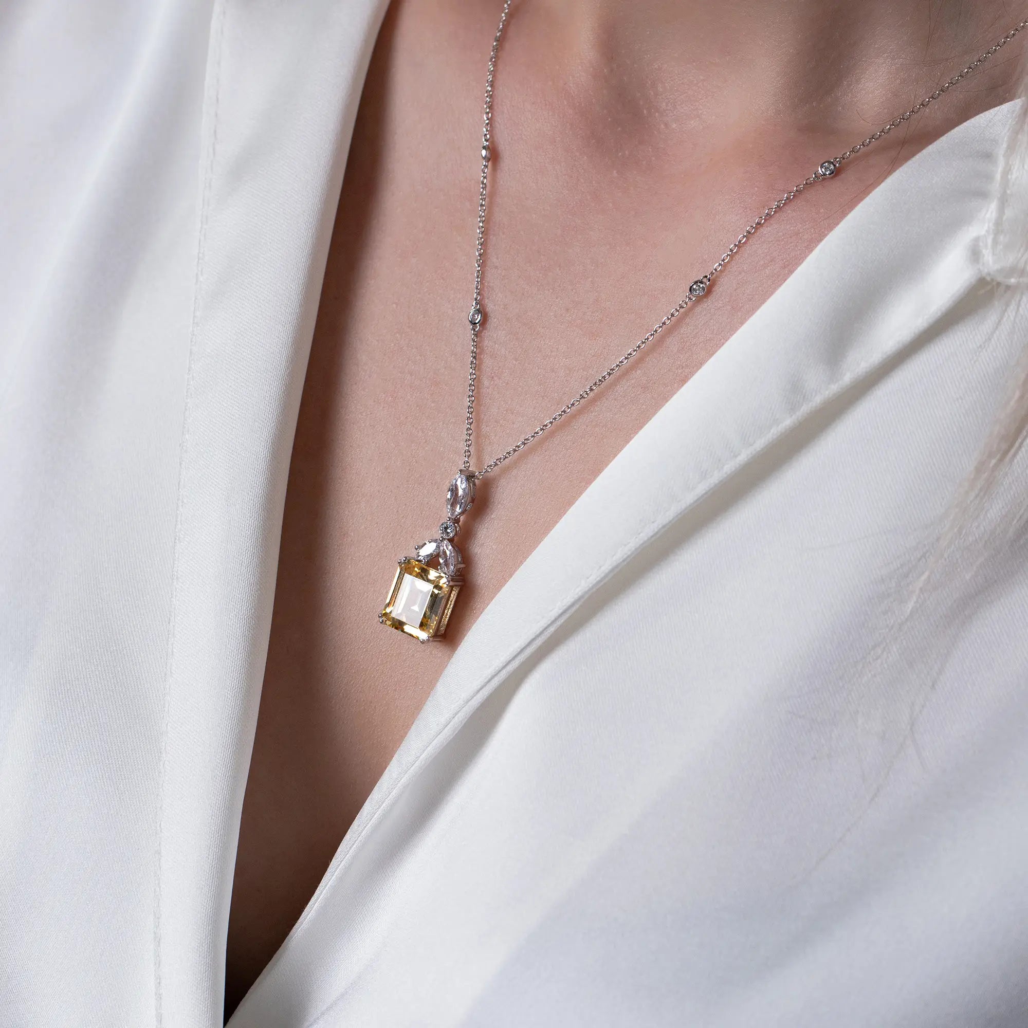 Elegant Gemstone Baguette Necklace for Women - Dainty Layering Jewelry for Everyday Wear & Special Occasions