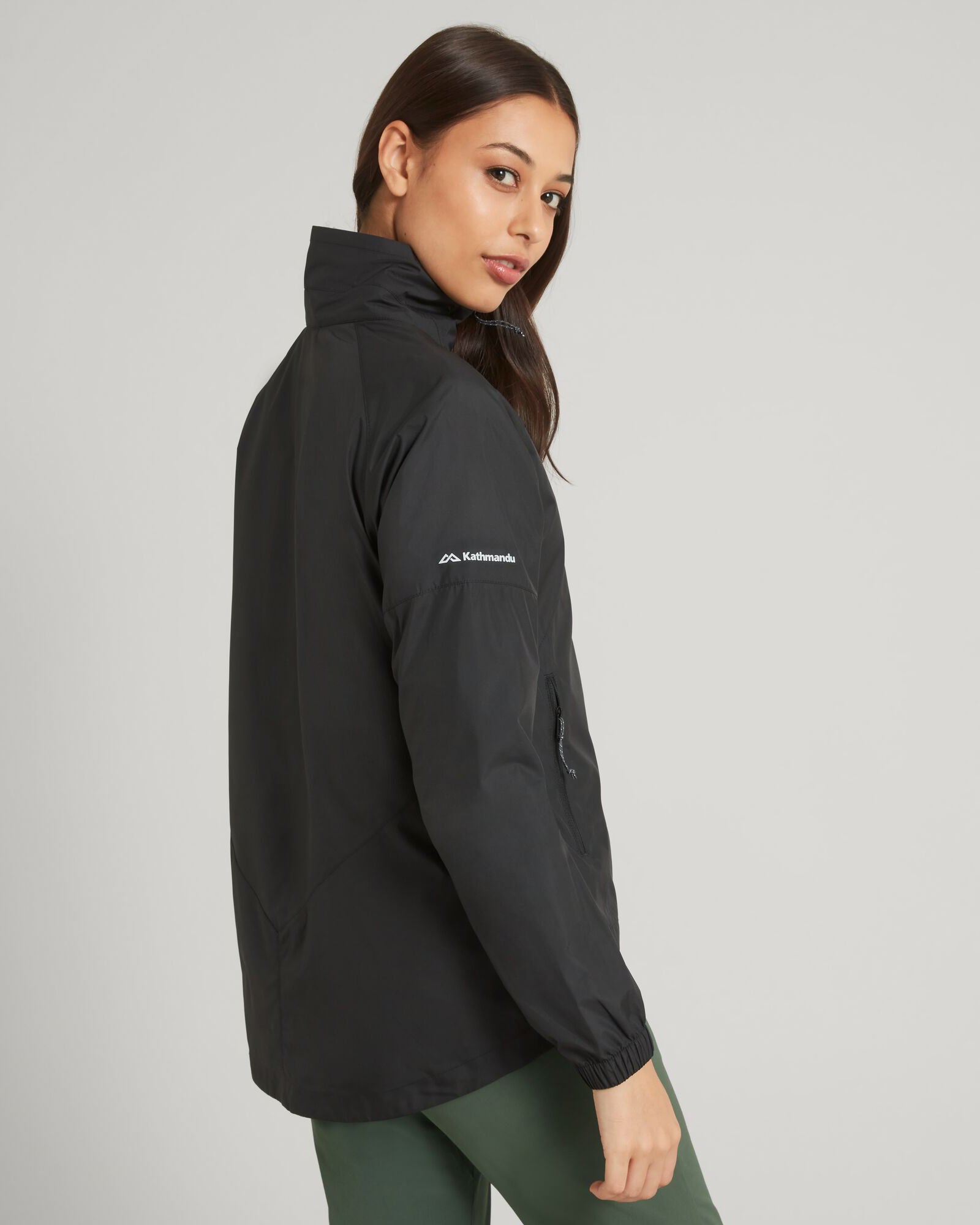 WND Chaser Women's Lightweight Windbreaker Jacket - Waterproof Running Hoodie with Zipper Pockets - Black Outdoor Raincoat for Hiking, Jogging & Travel