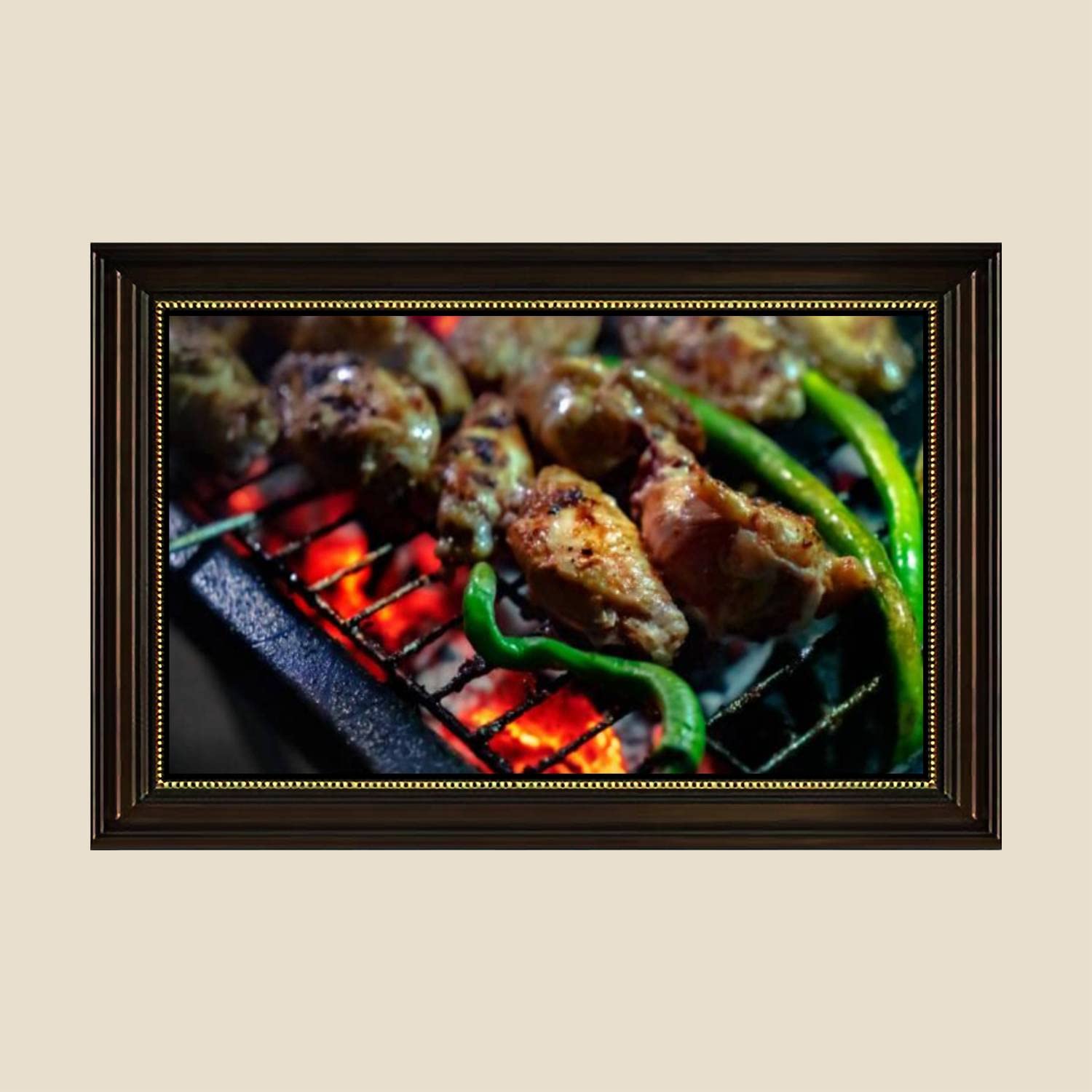 Premium Canvas Wall Art Print - Grilled Charcoal Chicken Wings Retro Painting - 24x36 Inch Ready to Hang Home Decor for Living Room & Bedroom - Perfect for Kitchen Decor & Food Lovers Gift