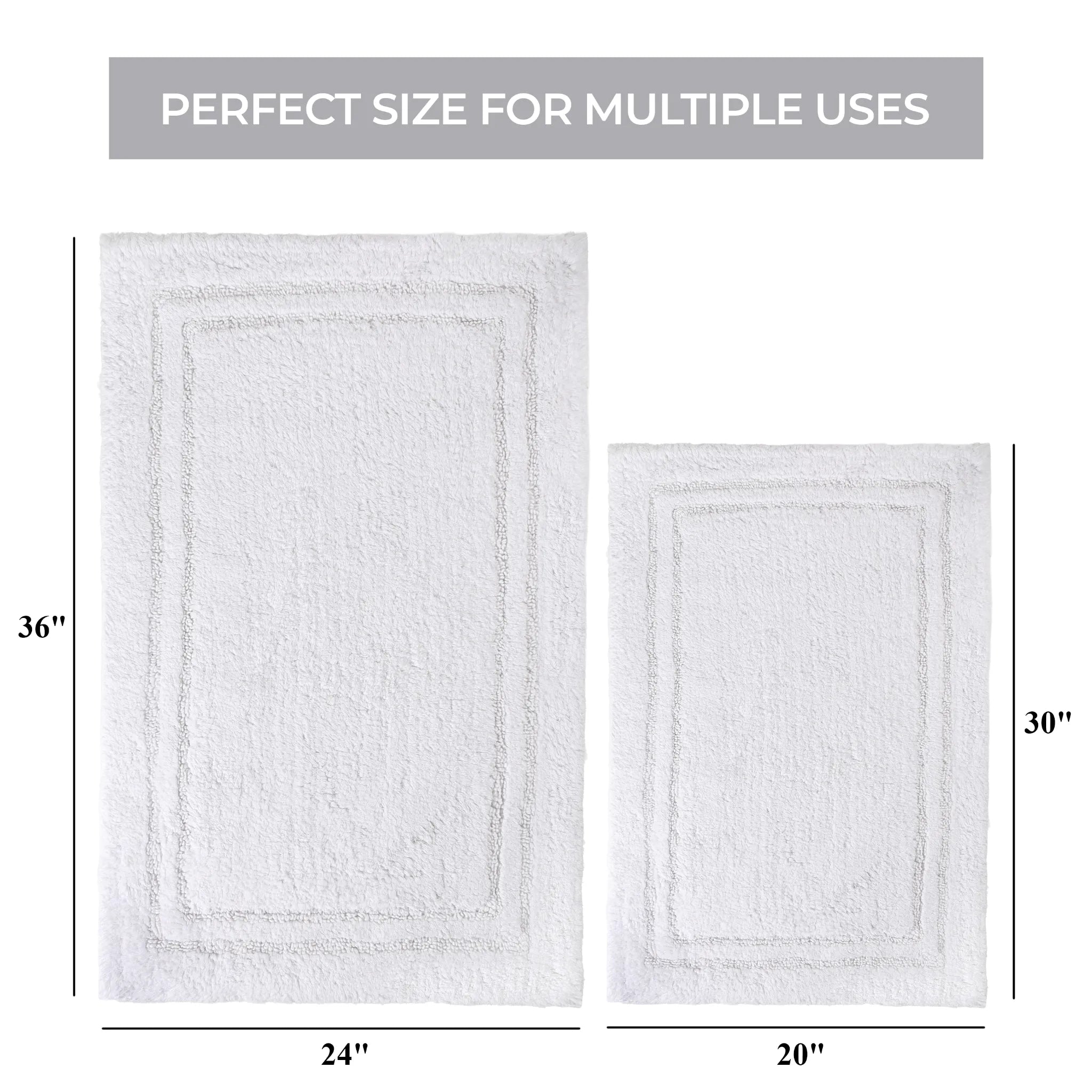 Non-Slip Cotton Bathroom Rug Set - 2 Piece Washable Absorbent Bath Mat with Anti-Skid Backing for Bathroom, Shower & Vanity Area