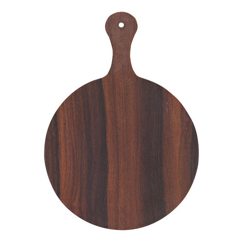 Arcata 922416 Wood Finish Melamine Round Serving Tray with Handle - 16.5