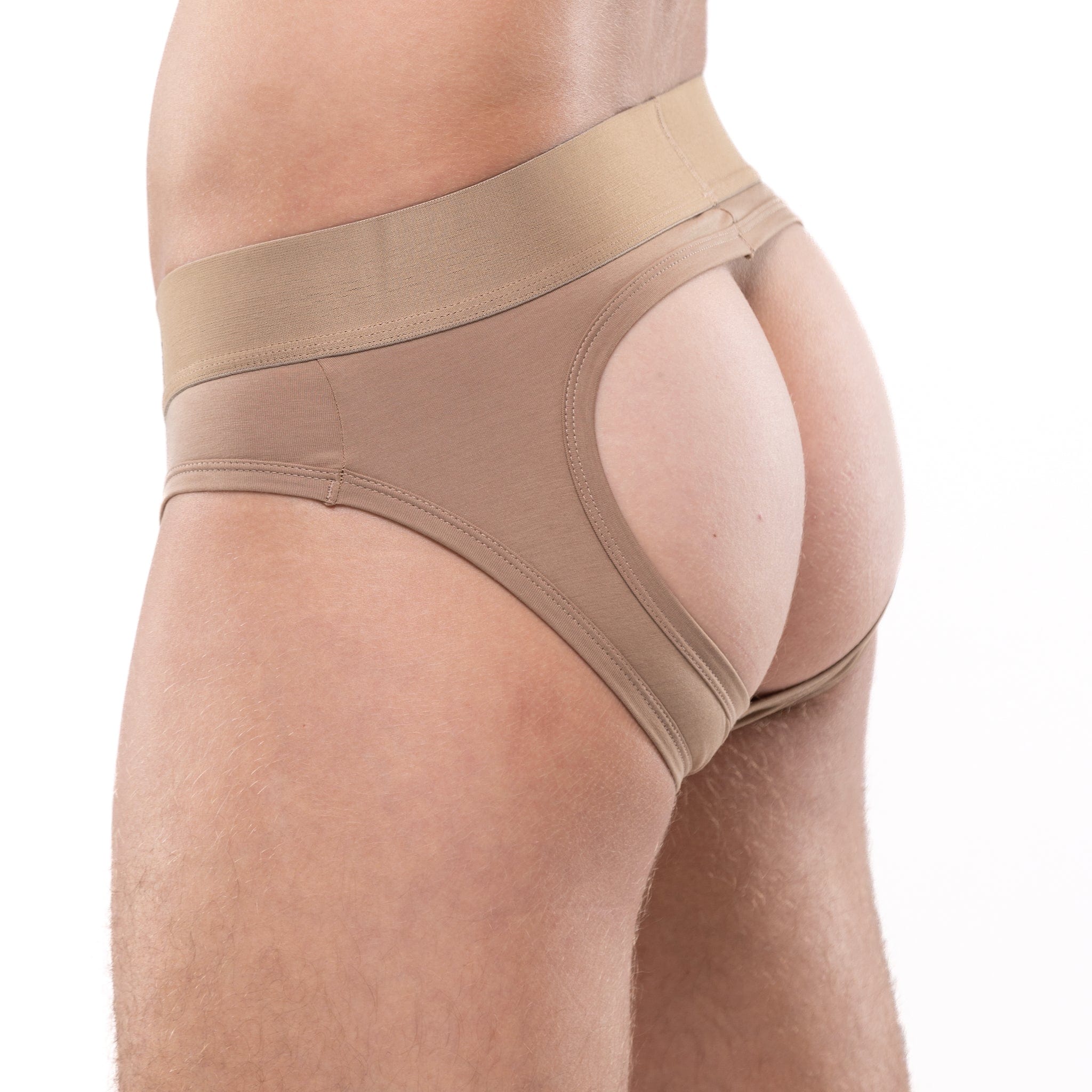 Just The Bones Peek A Boo Brief Tan - Sexy Lingerie for Women, Comfortable Underwear with Playful Cut-Out Design, Perfect for Date Night & Boudoir Photography