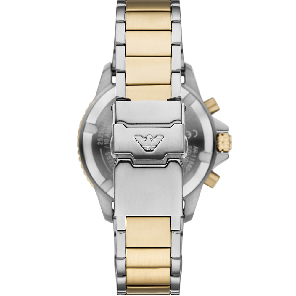 Emporio Armani AR11680 Men's Solar Chronograph Watch - Waterproof Stainless Steel for Business, Travel & Outdoor Adventures
