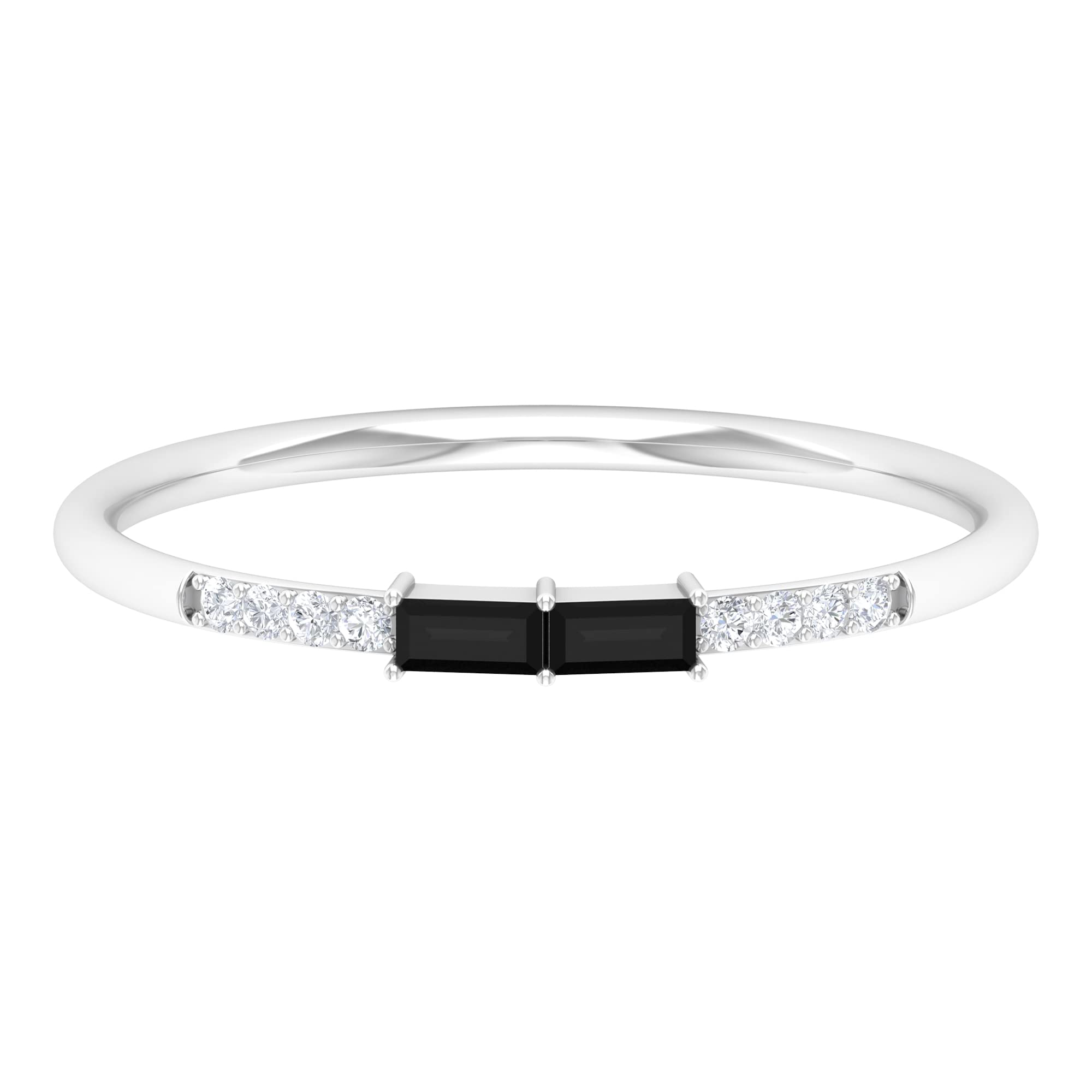1/4 CT Natural Black Spinel & Diamond Ring for Women - 14K Solid Gold Minimalist Band - Elegant Black Spinel Jewelry for Everyday Wear, Gift Giving & Special Occasions