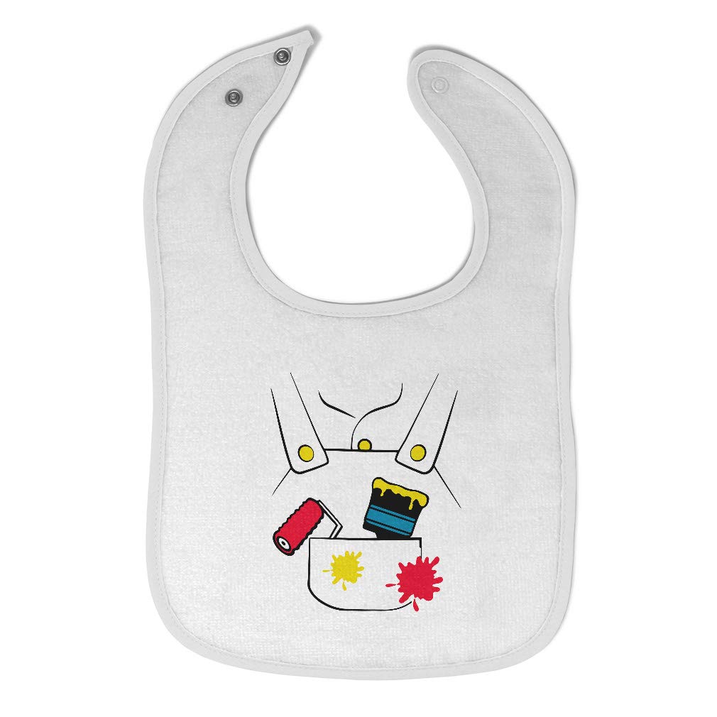 Soft Cotton Baby Bibs & Burp Cloths Set - Painter Costume Brush & Roller Included - Unisex White Design for Toddler Boys & Girls | Perfect for Feeding, Painting Playtime & Messy Activities