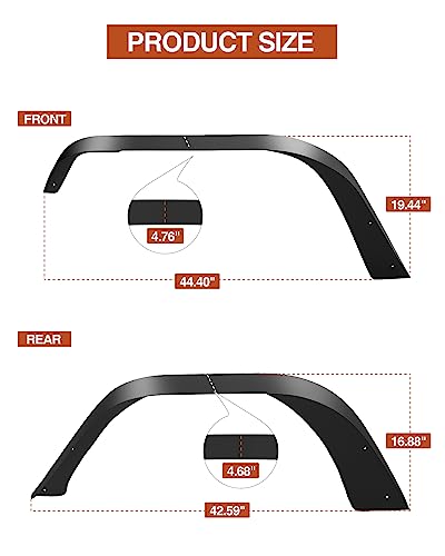 GARVEE 4-Piece Black Fender Flares for 2007-2018 Jeep Wrangler JK & JKU Models - Durable Off-Road Protection & Stylish Upgrade for Jeep Enthusiasts | Perfect for Trail Riding, Mudding & Custom Jeep Builds