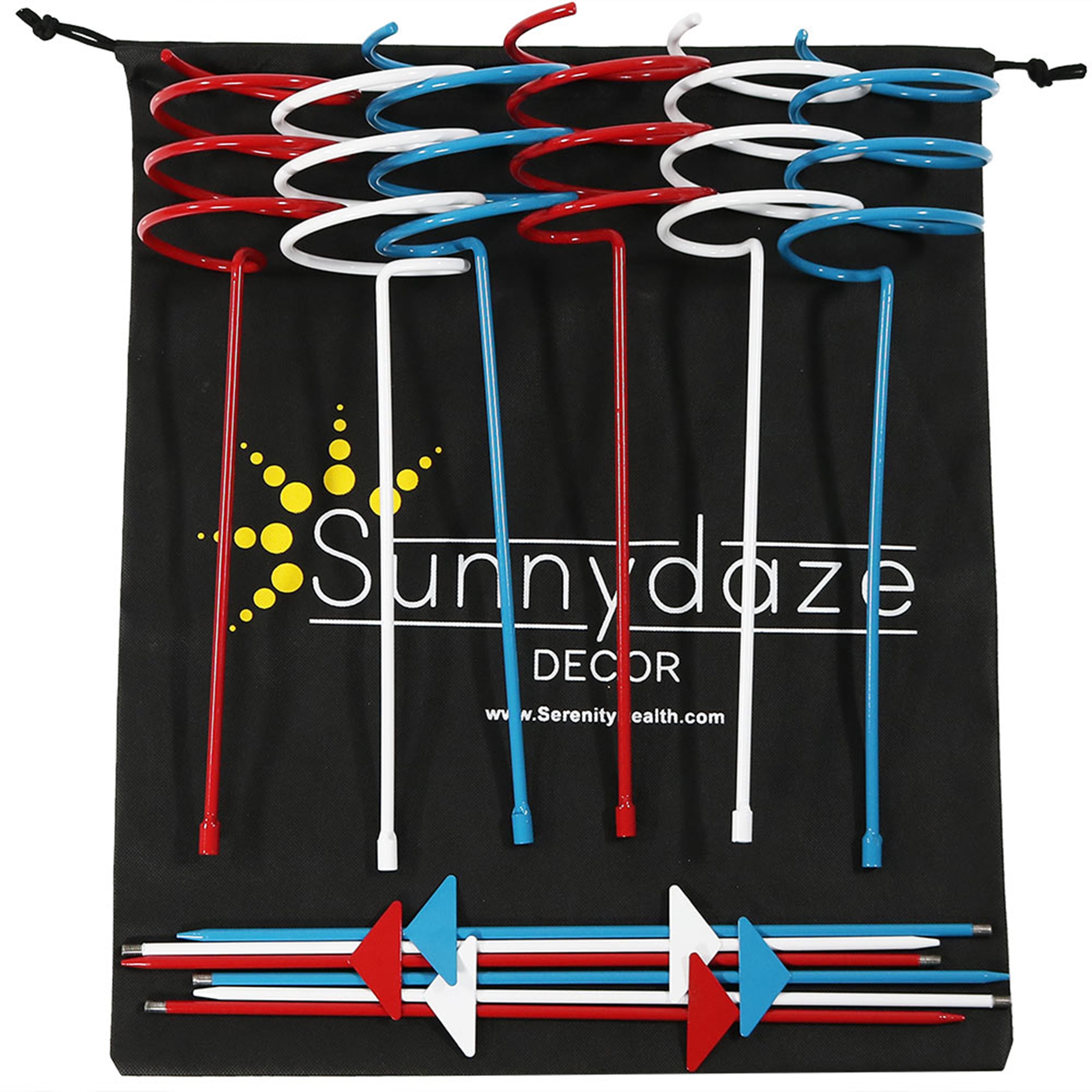 Sunnydaze Heavy Duty Red White Blue Outdoor Drink Holder Set - Perfect for BBQs, Picnics, Pool Parties & Tailgating