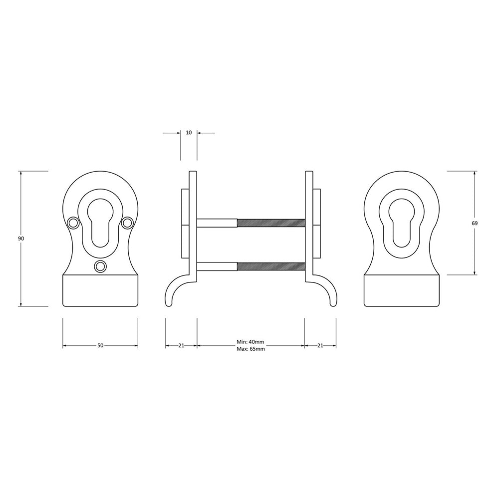 Polished Stainless Steel Back to Back Euro Cylinder Latch Pull - Durable Cabinet & Drawer Handle for Modern Kitchens & Bathrooms