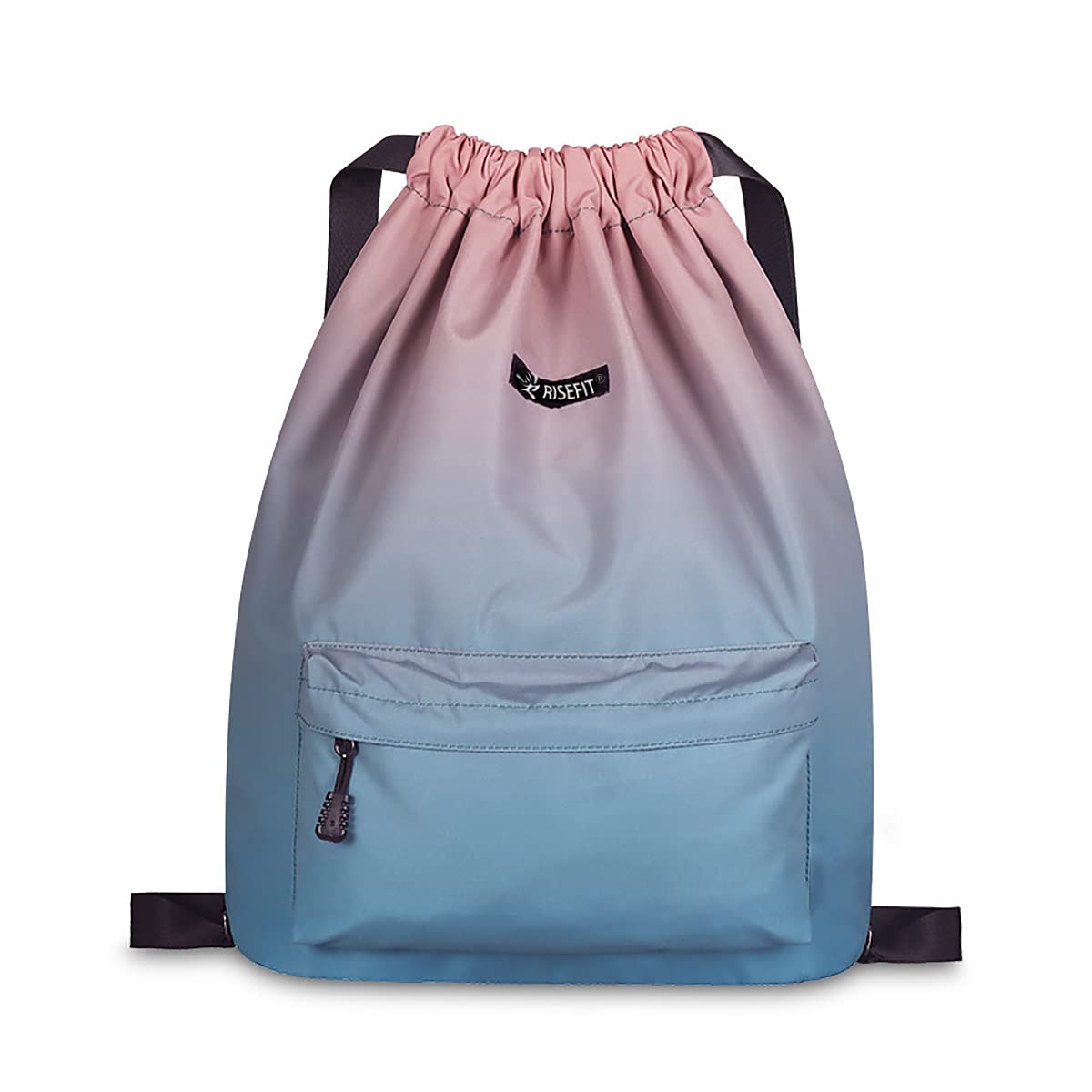 **Risefit Waterproof Drawstring Backpack - Lightweight Gym Bag for Men & Women, Sports Sackpack for Running, Travel, Beach & Outdoor Activities**