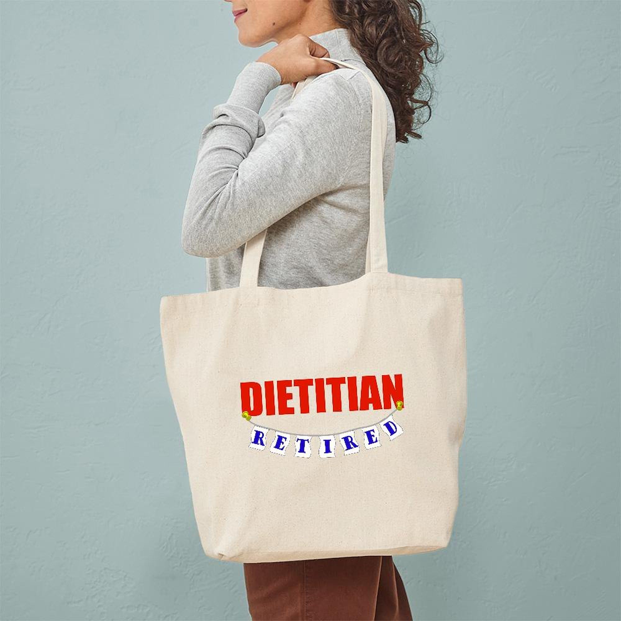 Retired Dietitian Tote Bag - Natural Canvas Reusable Shopping Bag for Groceries, Beach & Work | Eco-Friendly Cotton Tote with Large Capacity