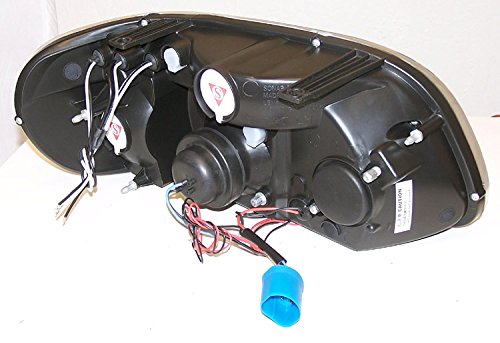 Dual LED Halo Projector Headlights - Black - Compatible with 1995-2001 Ford Explorer - High Performance Car Lighting for Night Driving & Off-Road Adventures