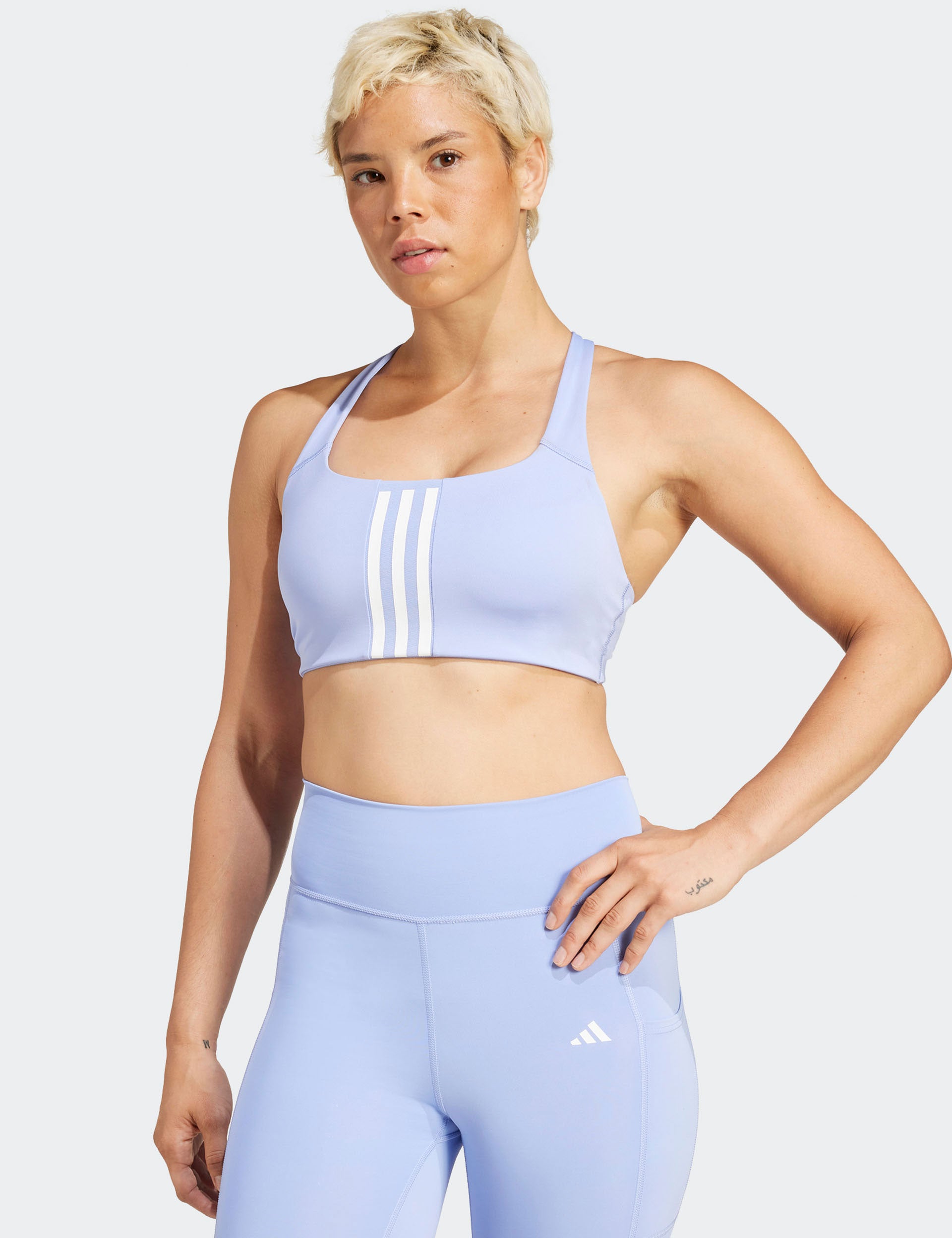Powerimpact Training Medium Support 3 Stripes Sports Bra - Blue Spark | High-Impact Workout & Gym Essential for Women