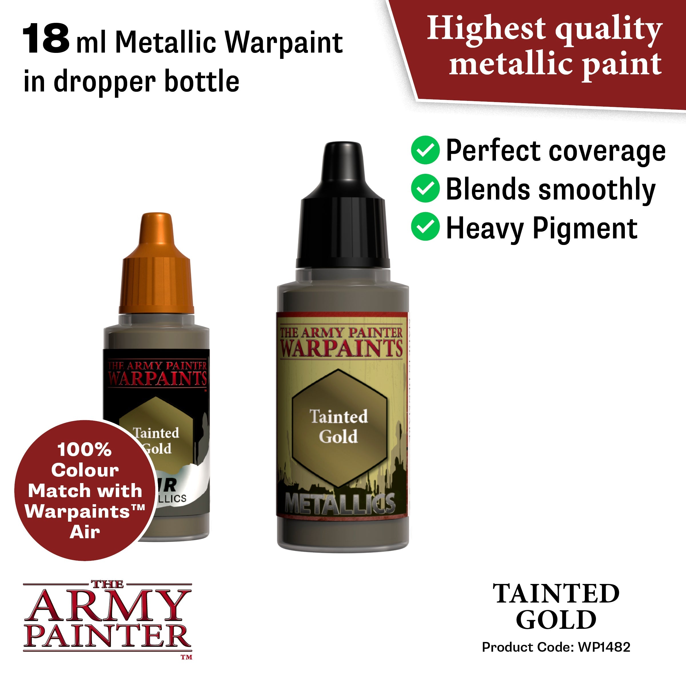 Warpaints Metallics: Tainted Gold Metallic Paint for Miniatures & Models - Perfect for Warhammer, D&D, and Tabletop Gaming