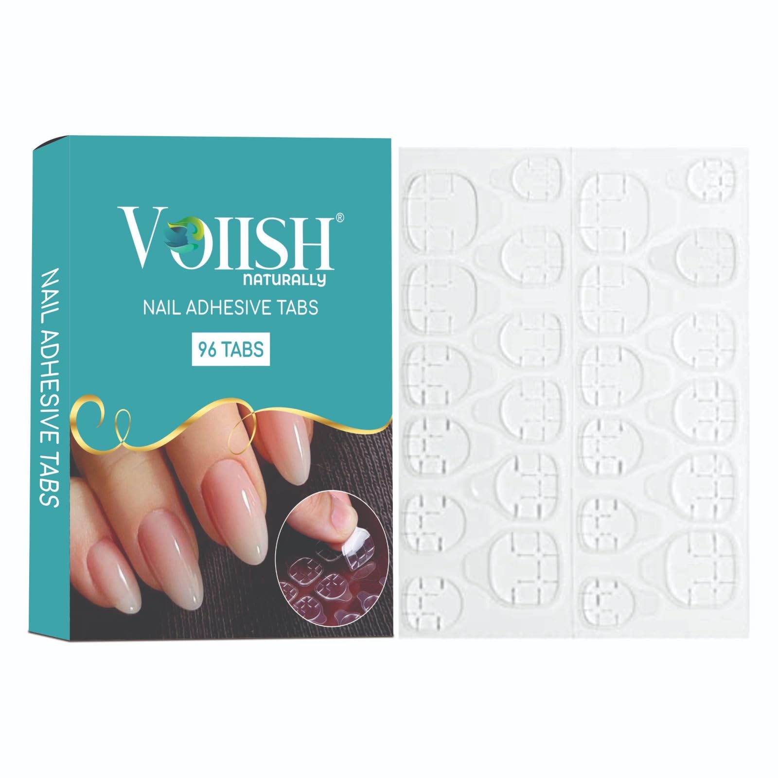 VOIISH Double-Sided Nail Glue Stickers - 144pcs Transparent Flexible Adhesive Tabs for False Nails & Manicure - Strong Hold Jelly Gel Tape for Easy Fake Nail Application - Perfect for Home Salon, DIY Nail Art & Professional Use