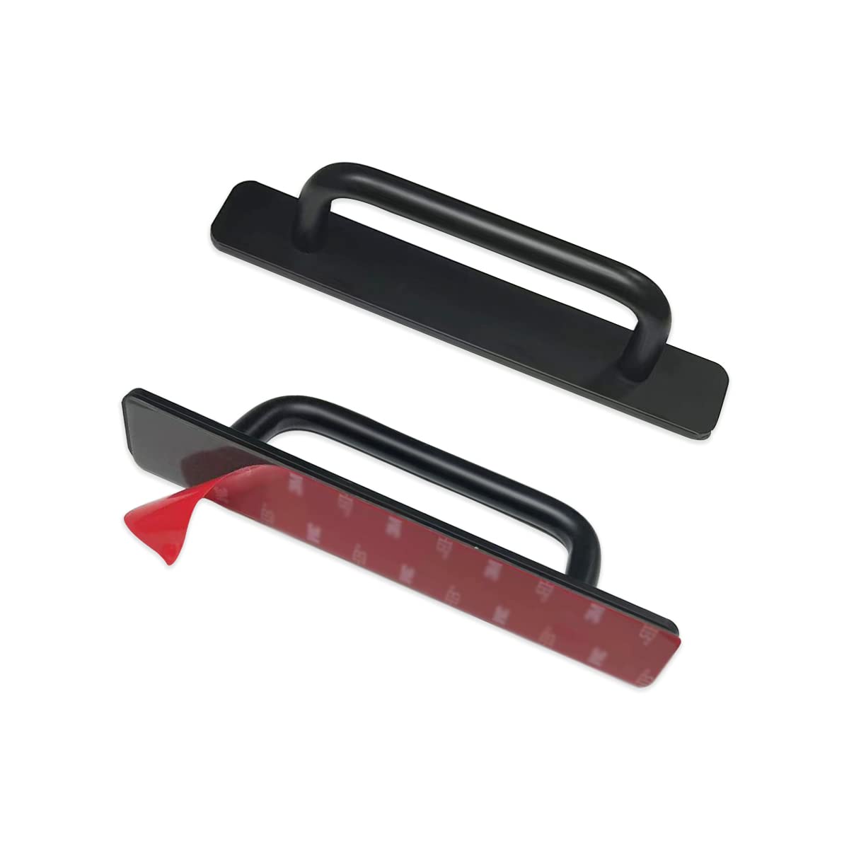 Stick-On Cabinet Handles - 2 Pack Black Kitchen & Bathroom Drawer Pulls (106mm) - Easy Install No Drilling for Closet, Dresser & Furniture DIY Upgrade - Perfect for Home Renovation & Organization Projects