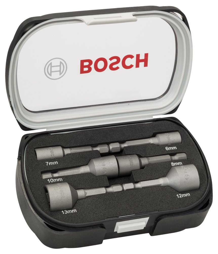 Bosch Set de 6 Llaves de Vaso 50 mm (6, 7, 8, 10, 12, 13 mm) - Herramientas Profesionales para Mantenimiento de Automóviles y Bicicletas