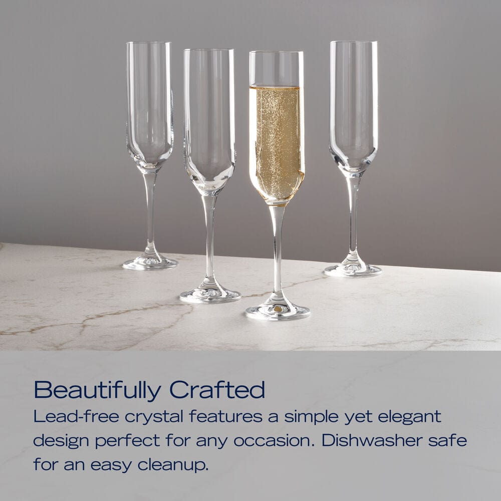 Upton Set of 4 Elegant Champagne Flute Glasses - 12oz Crystal Clear Tall Stemware for Weddings, Parties & Celebrations - Perfect for Sparkling Wine, Prosecco & Mimosas