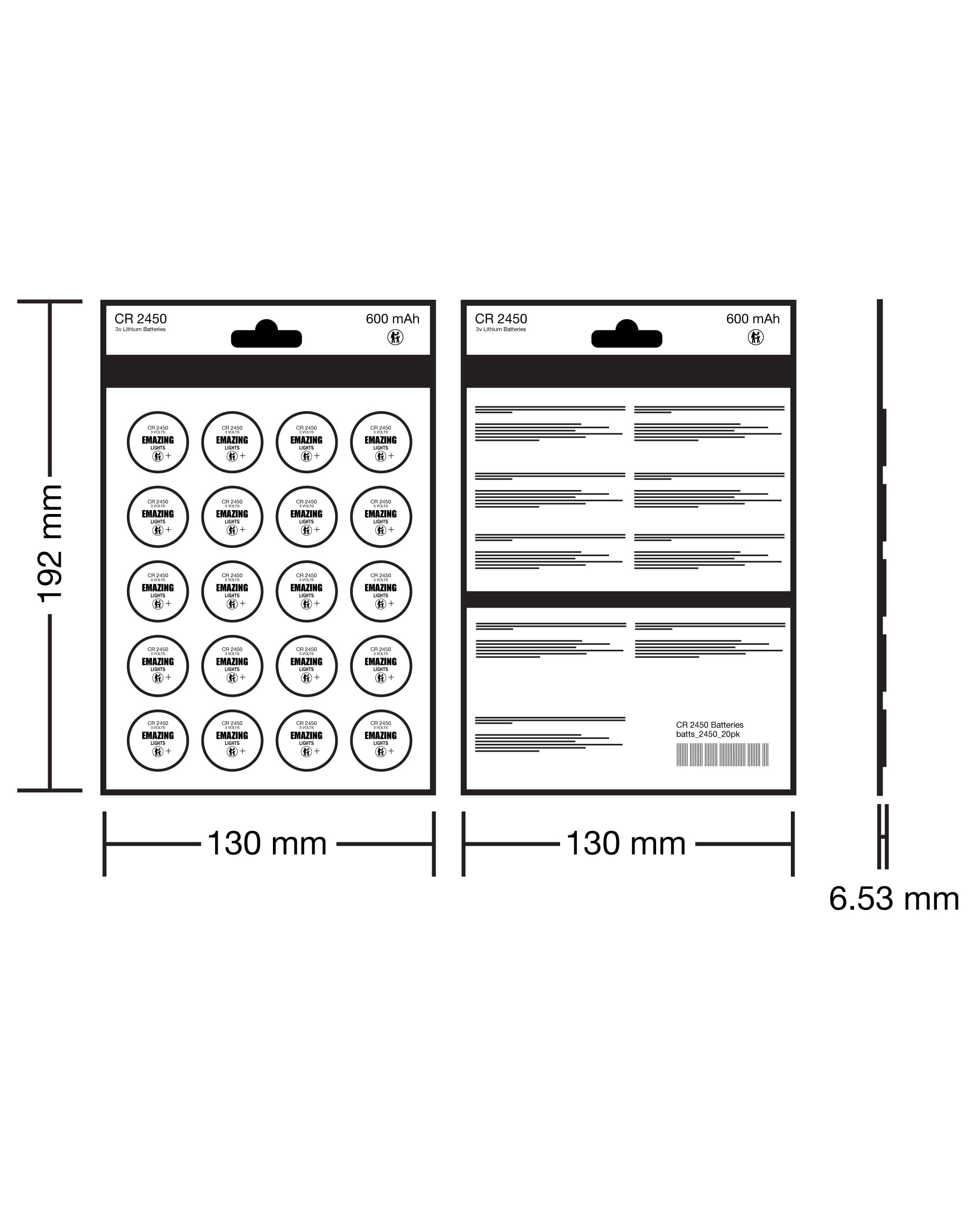 EmazingLights 60 Pack CR2450 3V Lithium Coin Cell Batteries - Long Lasting Multipack for Keyless Remote FOB, Electronic Candles, Watches & Calculators - Ideal for Home, Office & Car Use
