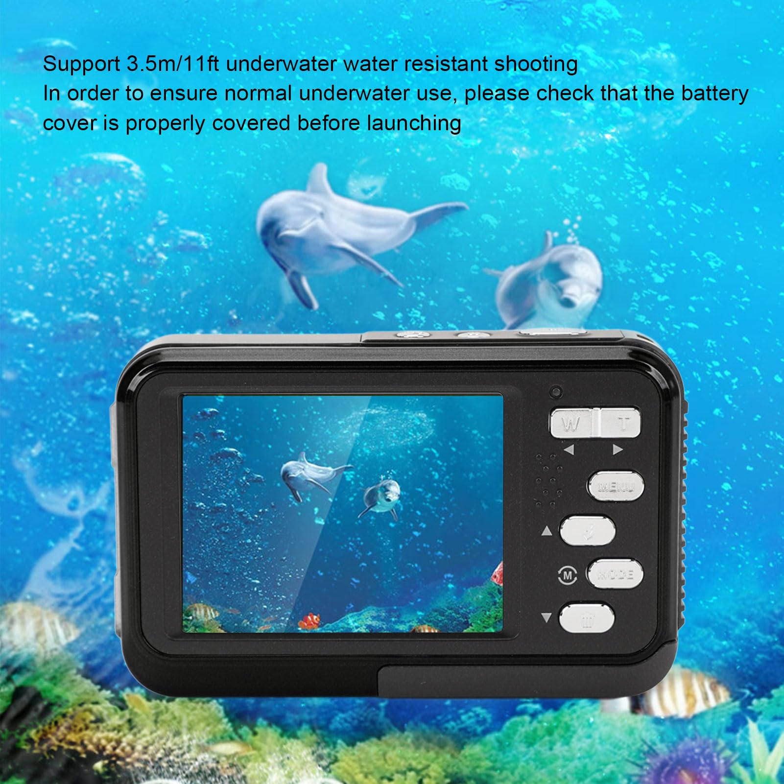 4K Underwater Camera 48MP 16X Zoom Autofocus - Dual Screen Waterproof Digital Camera for Snorkeling, Diving & Outdoor Adventures - 11ft Water Resistant Selfie Camera with Compact Design (Black) - Perfect for Beach Vacations, Pool Parties & Marine Exploration
