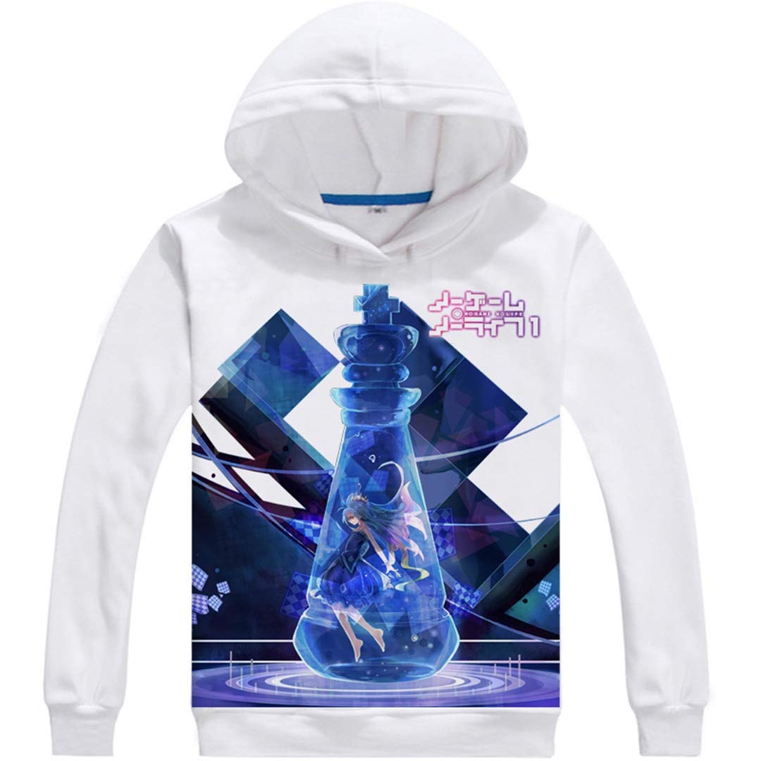 No Game No Life Anime Cosplay Hoodie - Shiro & Sora Fleece Jacket for Fans | Perfect for Conventions, Halloween & Cosplay Events