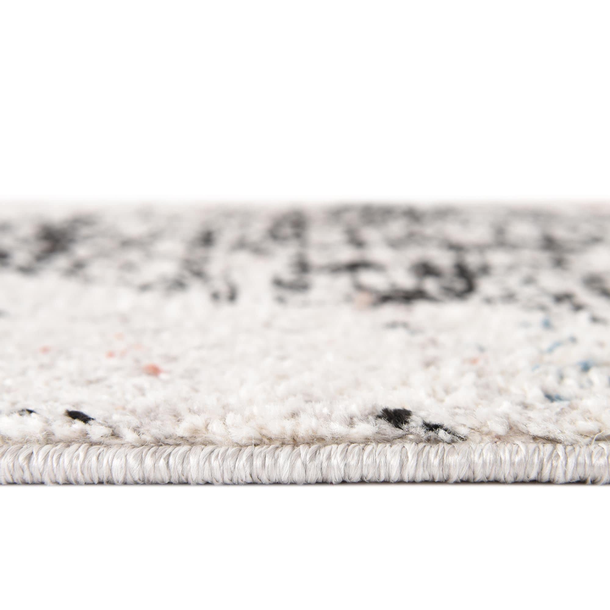 Unique Loom Aramis Collection Area Rug - Selif (6'x9' Rectangle, Ivory/Black) | Soft Modern Rug for Living Room, Bedroom & Office Decor