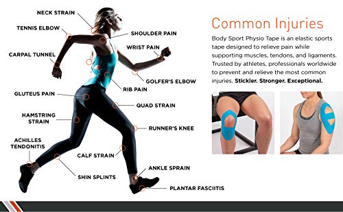 Premium Kinesiology Tape for Muscle & Joint Support - Body Sport Physio Tape for Pain Relief, Injury Recovery & Athletic Performance - Ideal for Sports, Fitness, Yoga & Physical Therapy