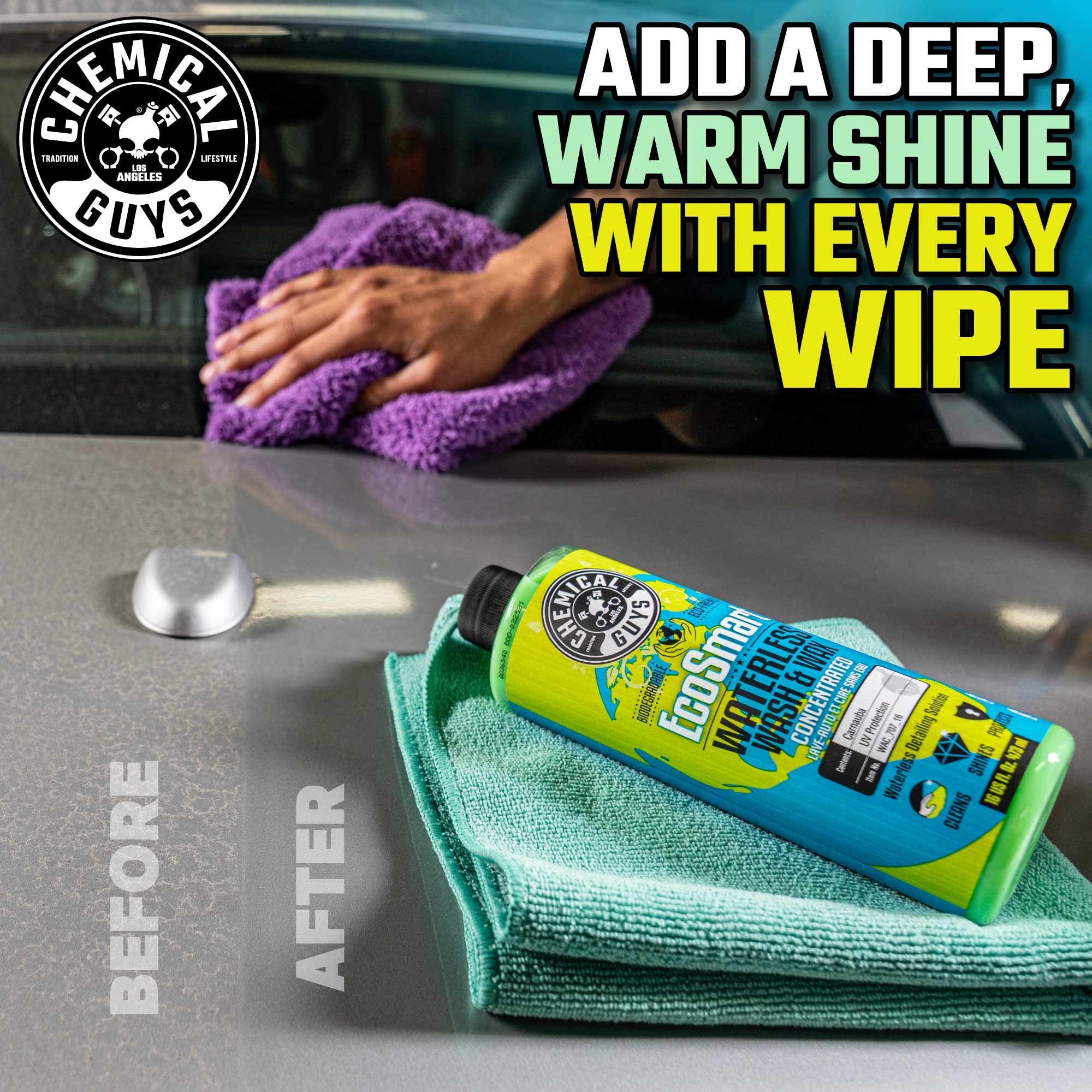 Chemical Guys WAC_707 EcoSmart Hyper Concentrated Waterless Car Wash & Wax (1 Gallon) with ACC_130 Chemical-Resistant Heavy Duty Spray Bottle (32 oz) - Perfect for Quick Car Detailing, RV Cleaning & Mobile Auto Care