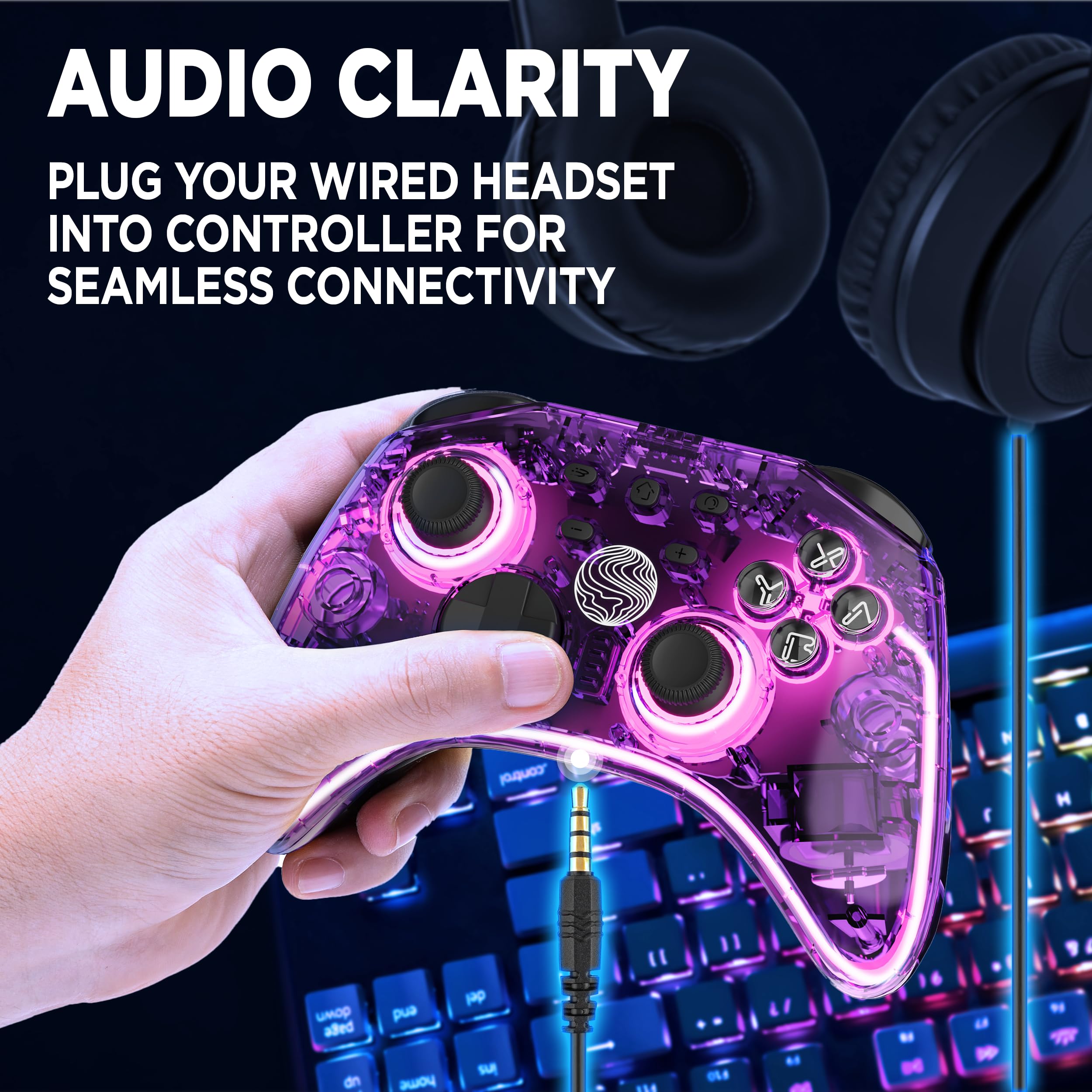 Wireless Pro Controller for Nintendo Switch/Switch OLED/PC - Neptune AfterBurner with Dual Vibration, RGB Lighting, Motion Control & Turbo Function | Gaming Accessories for Switch Consoles - Perfect for Competitive Gaming & Long Play Sessions (Cosmic Purple)