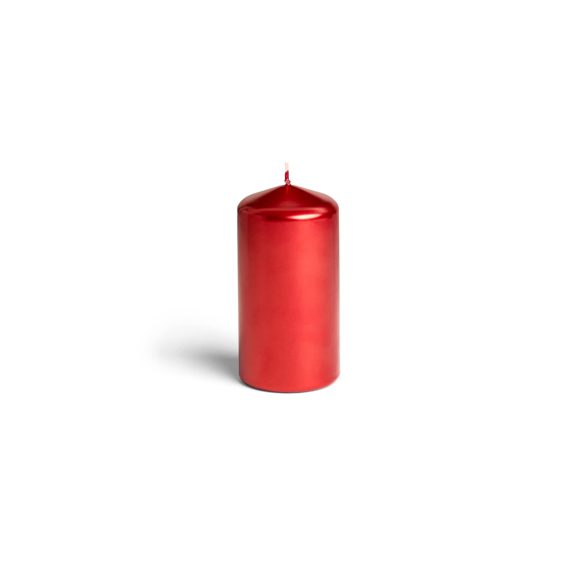 Bask Metallic Red Cone Top Pillar Candles - Set of 3 Dripless Unscented 3x6 Inch Holiday Candles for Home Decor, Wedding Centerpieces, Christmas Table Settings & Relaxation