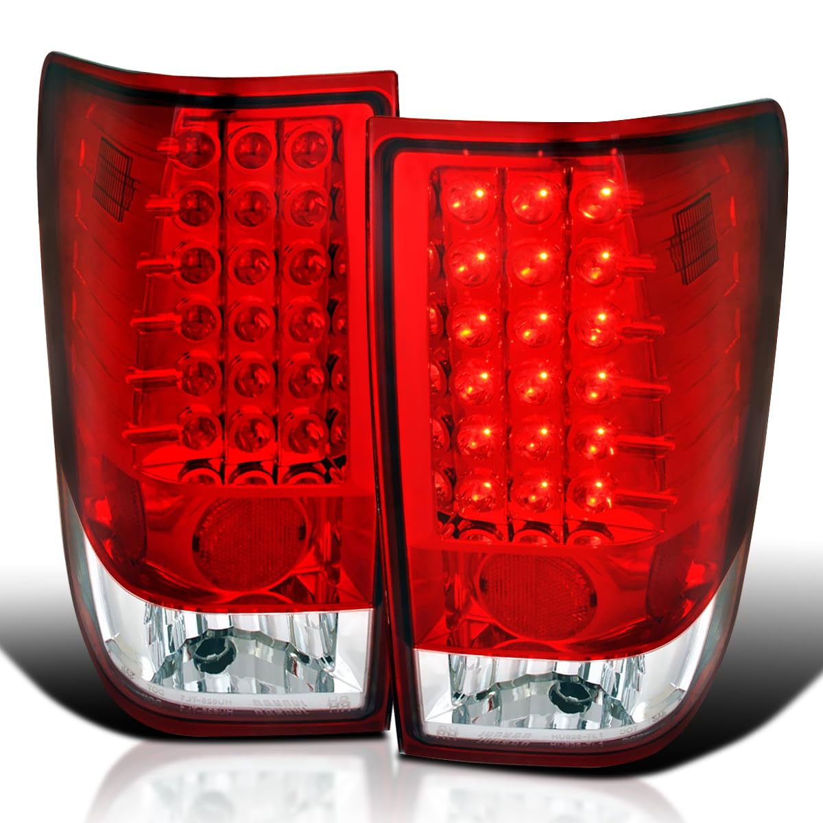 Spec-D Tuning Red Clear Lens LED Tail Lights for 2004-2015 Nissan Titan (Non-Utility Bed) - Left & Right Pair | Durable, Bright & Waterproof | Perfect for Night Driving, Car Shows & Off-Road Adventures