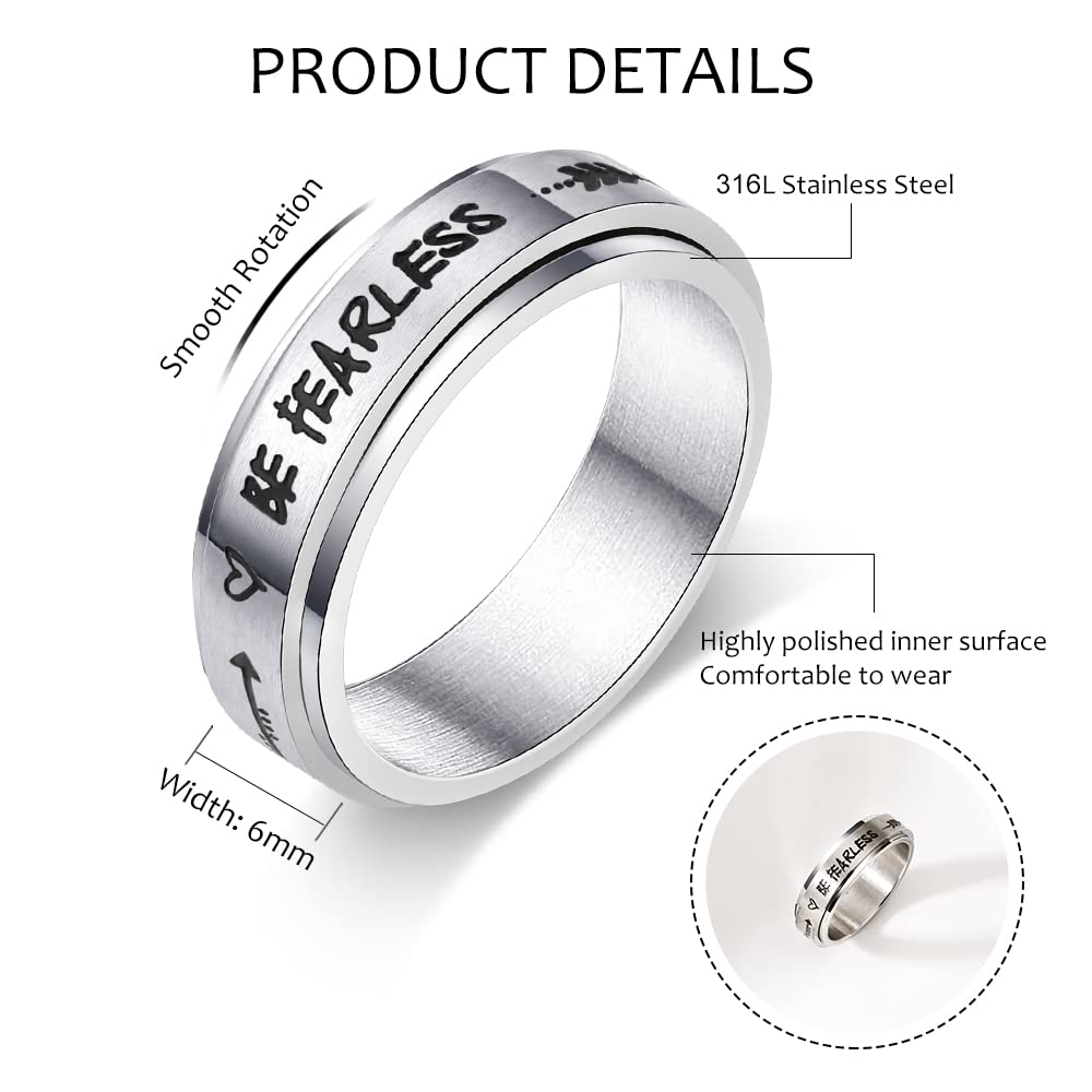Stainless Steel Spinner Ring for Women & Men - Anxiety Relief Fidget Ring, Stress Relieving Therapy Jewelry, Inspirational 'I Am Enough' Promise Ring (Size 5-10) - Perfect for ADHD, Anxiety Management & Daily Wear