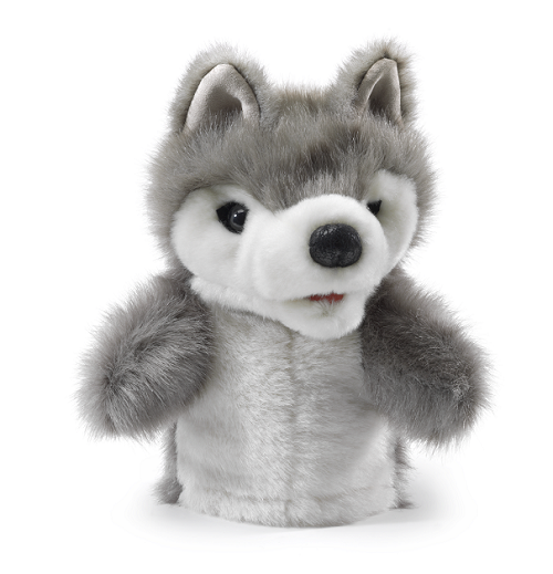 Folkmanis Little Wolf Hand Puppet - Realistic Plush Animal Puppet for Kids, Storytelling, and Educational Play | Perfect for Imaginative Play, Puppet Shows, and Classroom Activities