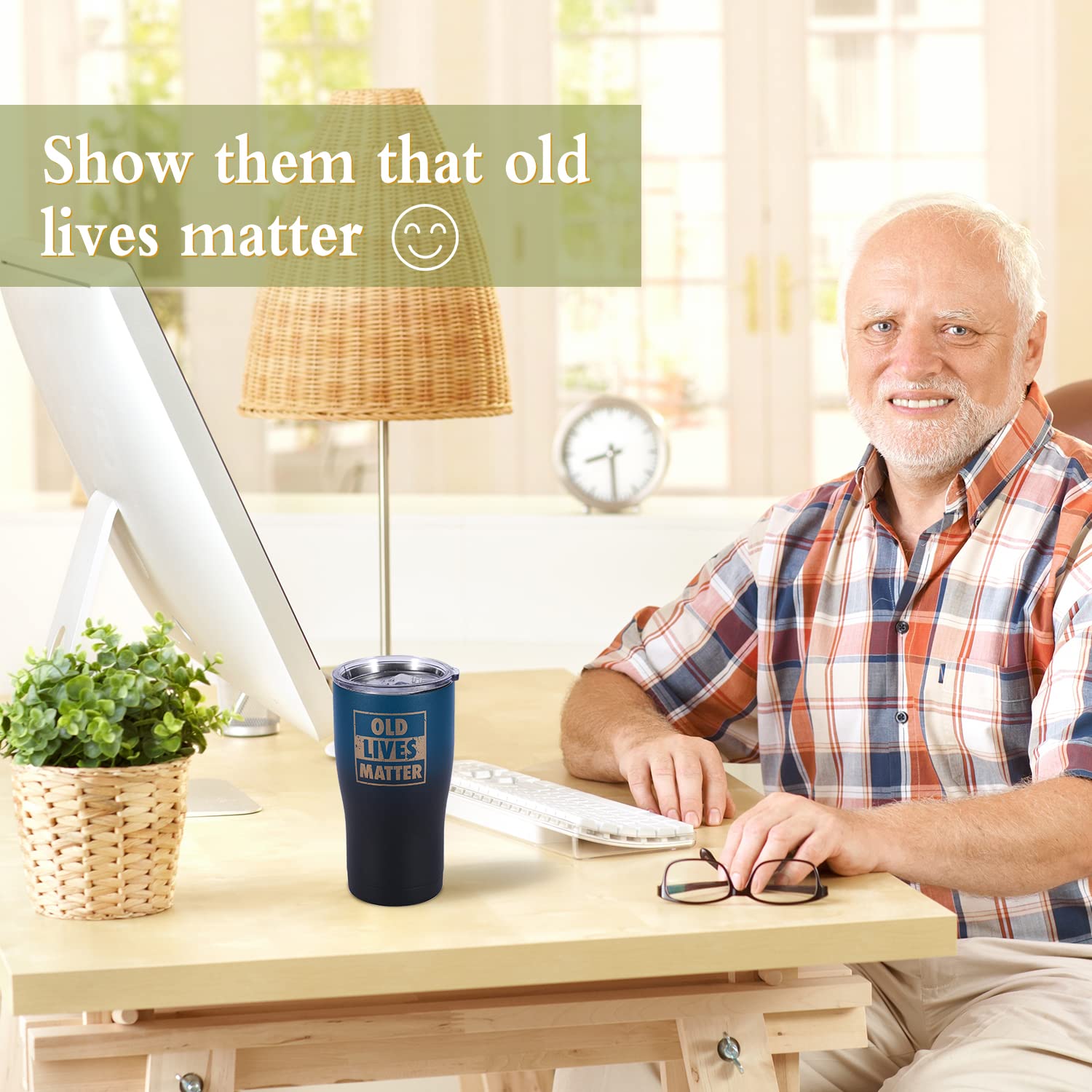 Old Lives Matter Funny Tumbler - 20oz Insulated Stainless Steel Vacuum Cup - Humorous Retirement & Birthday Gift for Seniors - Perfect for Dad, Grandpa, Uncle - Keeps Drinks Hot/Cold 12+ Hours - Great for Office, Golf, Travel & Daily Use (Midnight Black)