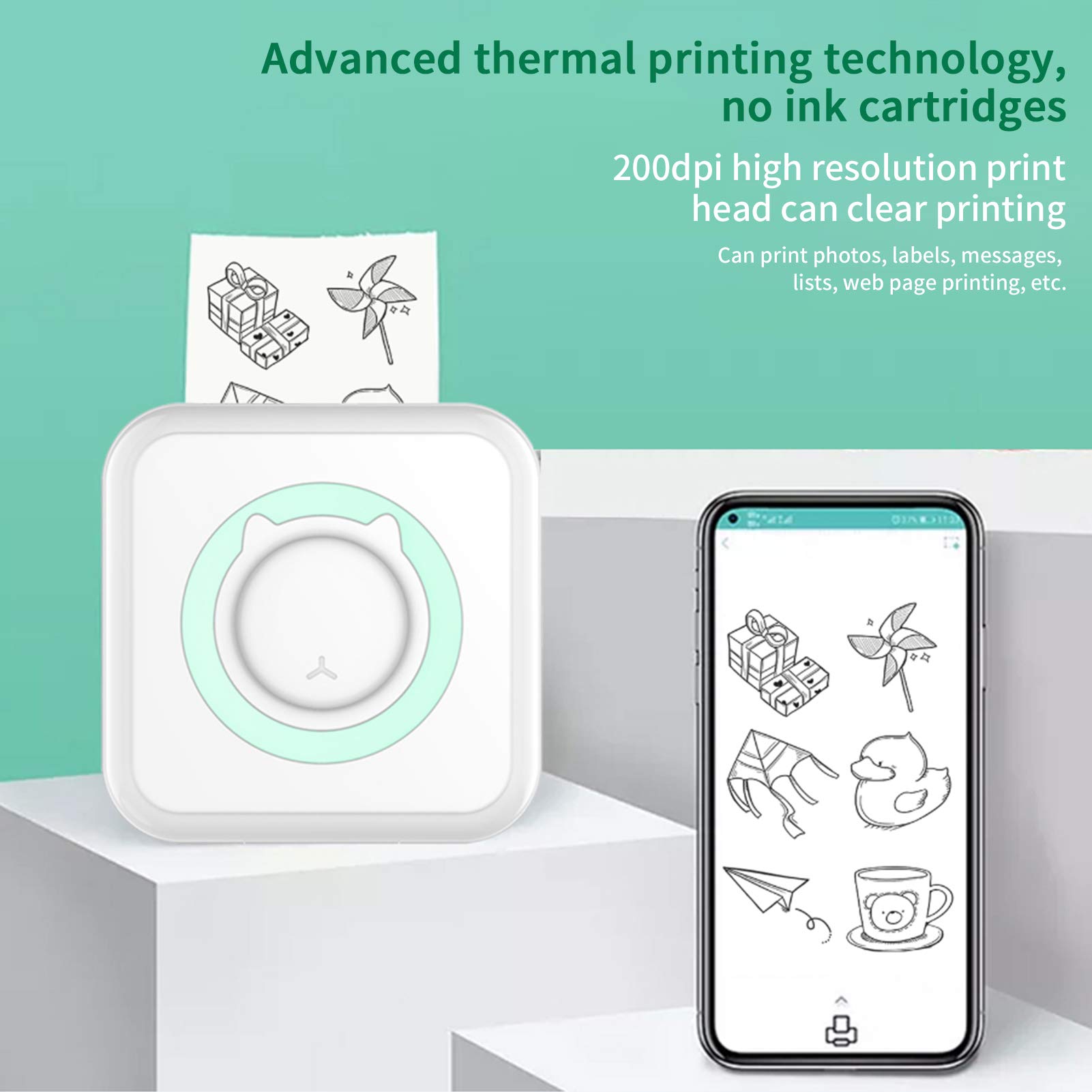 Portable Thermal Label Printer for Barcode, Shipping & Address Labels - Green | Ideal for Small Business, Warehouse & Home Office Use