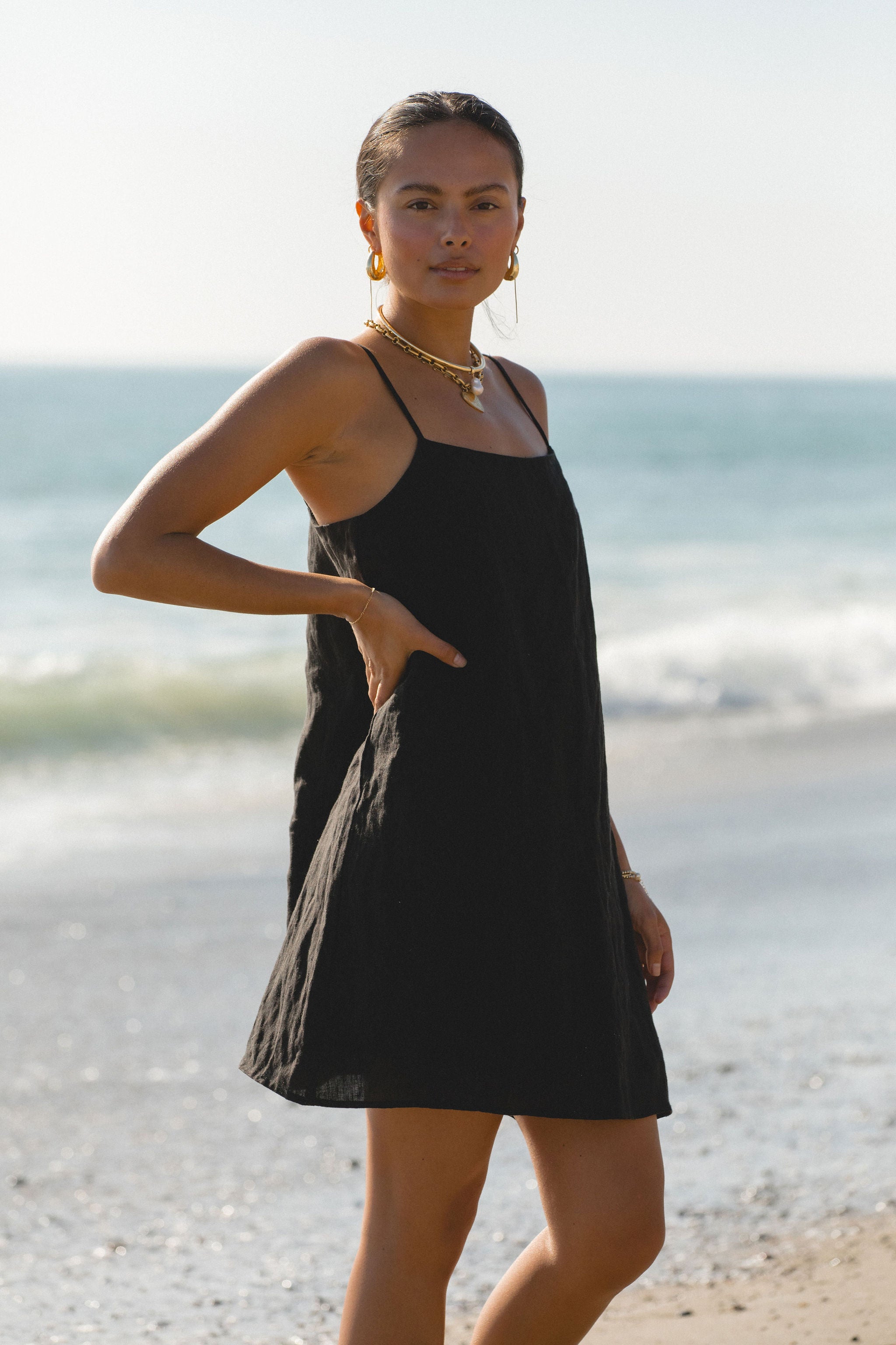 Sicily Linen Mini Dress for Women - Breathable Summer Sundress with Pockets | Perfect for Beach Vacation, Date Night & Casual Outings