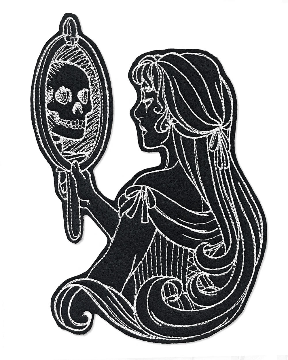 Haunting Reflection Large Iron-On Patch - Gothic Embroidered Applique for Jackets, Bags & DIY Crafts - Perfect for Halloween Costumes & Punk Fashion