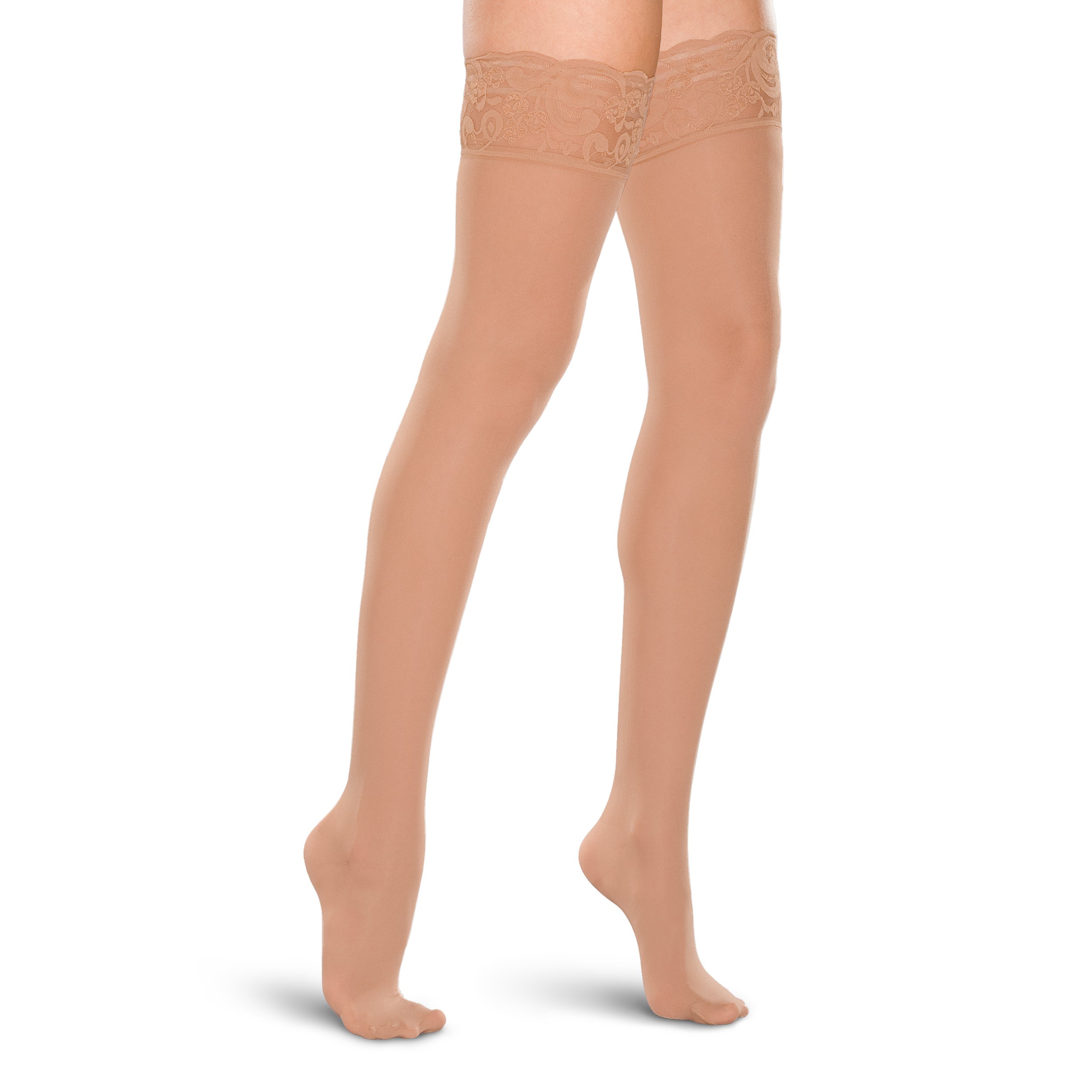THERAFIRM Women's Lace-Top Thigh High Compression Stockings 20-30mmHg - Moderate Support Medical Socks for Varicose Veins & Swelling Relief - Perfect for Nurses, Travel & Everyday Wear