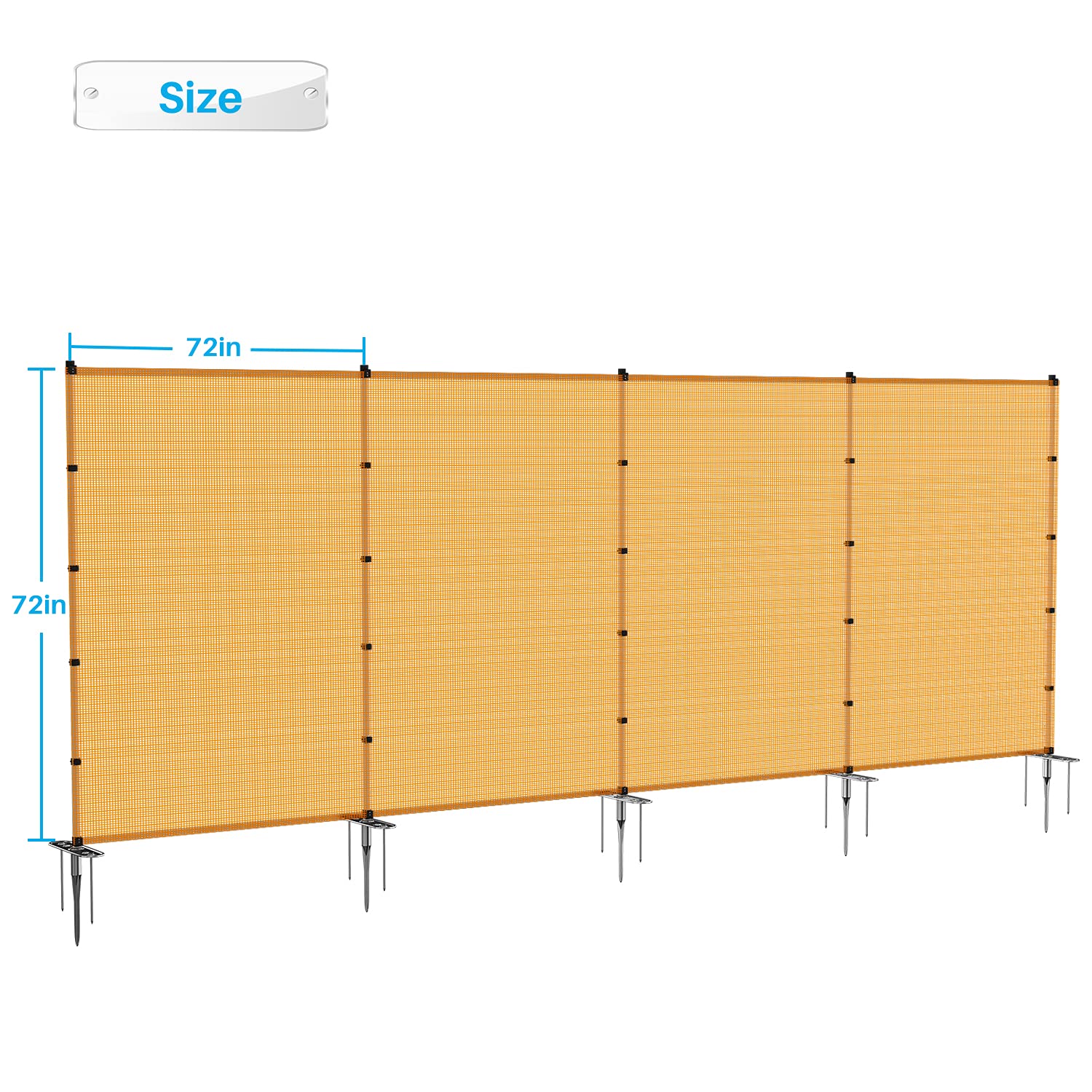 PATIO Portable Outdoor Mesh Fence - 6'x24' Orange Temporary Garden Fencing with Posts | Safety Barrier for Dogs & Chickens | Ideal for Backyard, Yard & Garden Protection | Easy to Move & Install