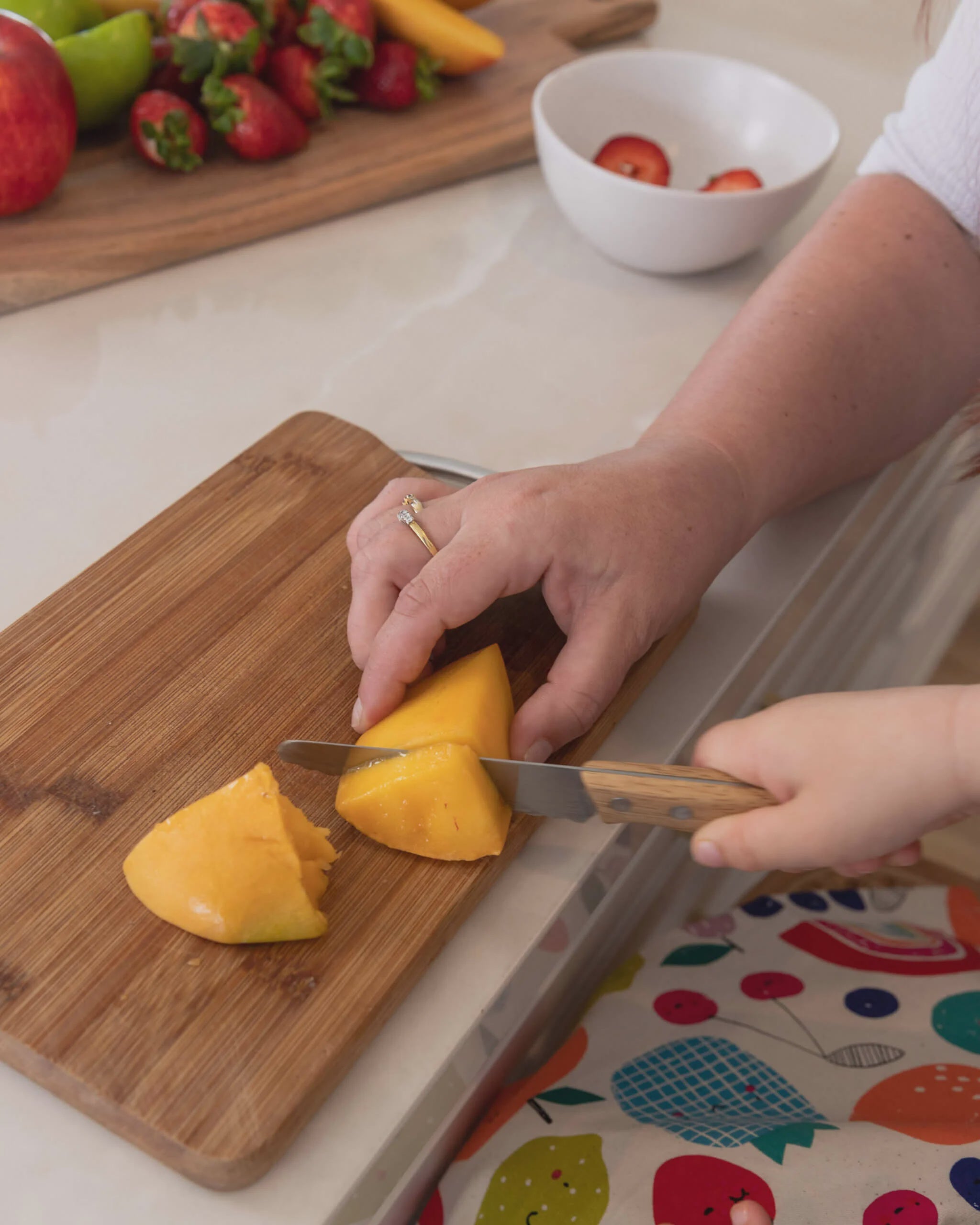 Kiddikutter Child Safe Knife with Wooden Handle - Safe First Knife for Kids Learning to Cook - Perfect for Cutting Fruits, Vegetables & Baking Activities