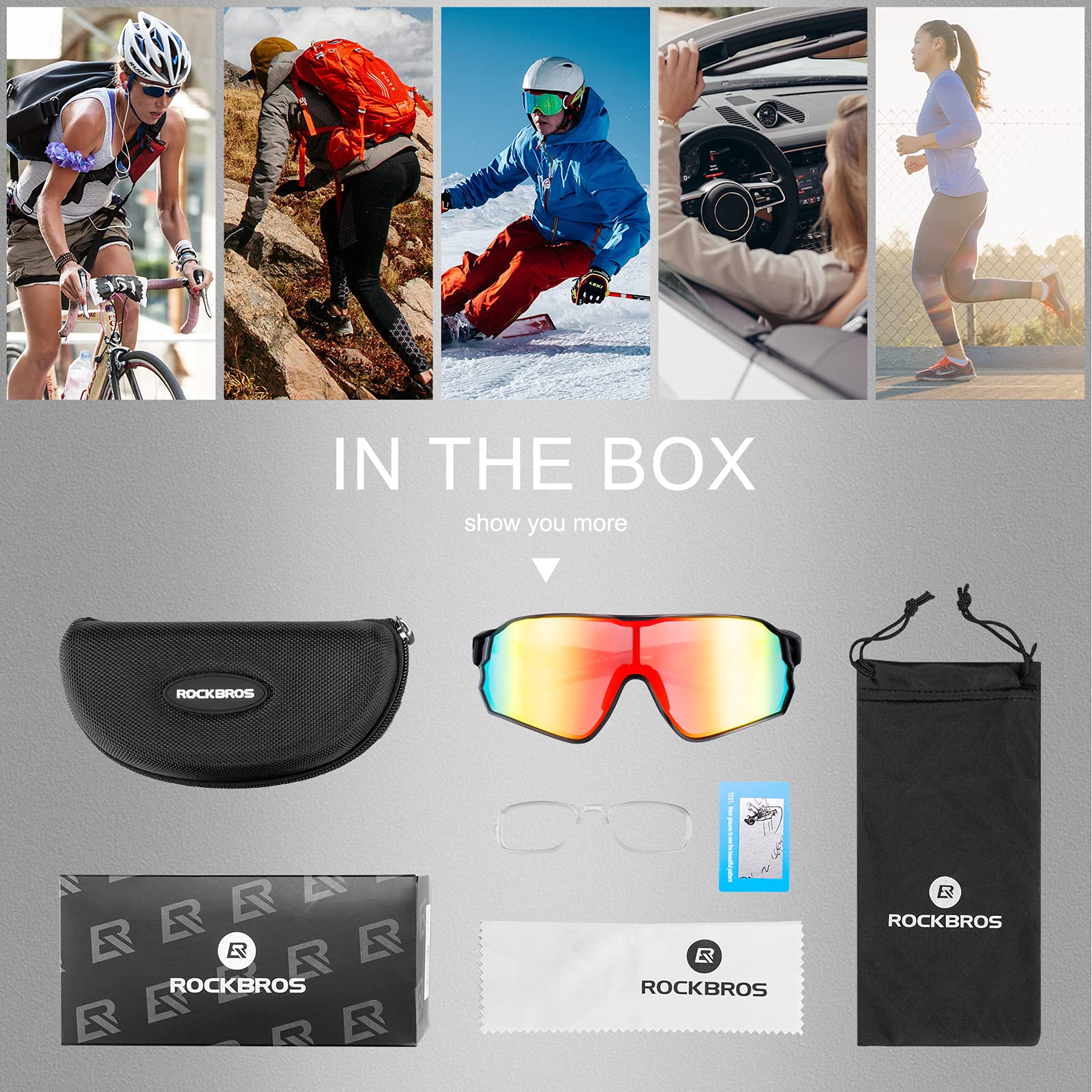 RockBROS Polarized Sunglasses for Men & Women - UV400 Protection, Anti-Glare Cycling Glasses - Perfect for Road Biking, Running & Outdoor Sports
