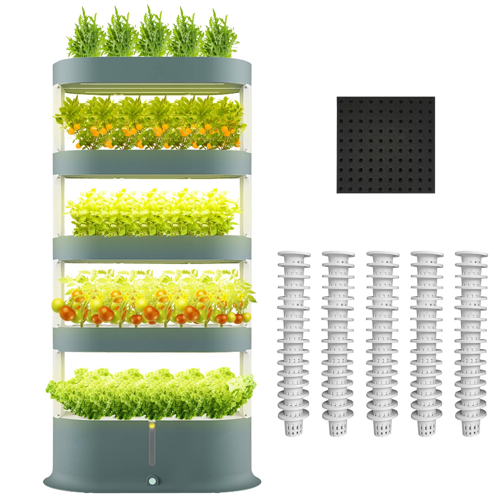 Lyfreen 5-Layer Hydroponic Growing System Kit with LED Grow Light - 80 Pods Vertical Garden Tower for Indoor Herb Gardening | Automatic Plant Watering System for Home, Kitchen & Urban Farming