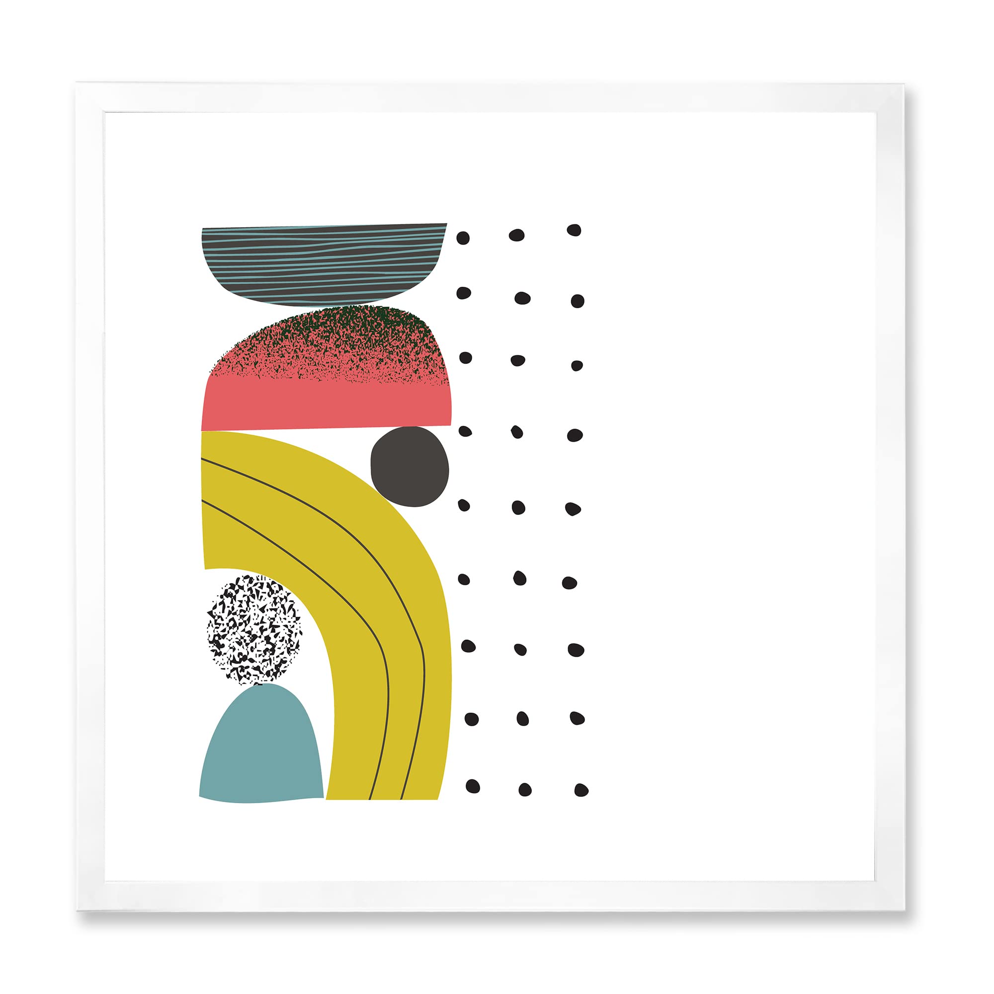 DesignQ Colorful Geometric Abstract Art Collage - Modern Framed Wall Decor for Living Room, Bedroom & Office | Contemporary Home & Office Decoration