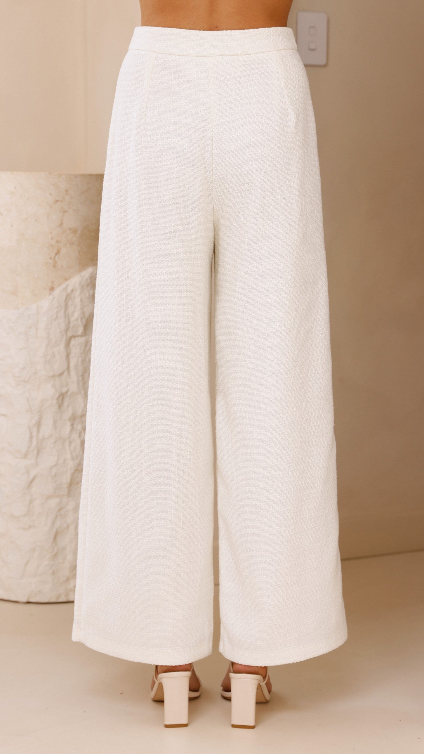 Karrina Women's Tweed Button Up Vest and Pants Set - White | Elegant Office Wear & Business Casual Outfit for Women